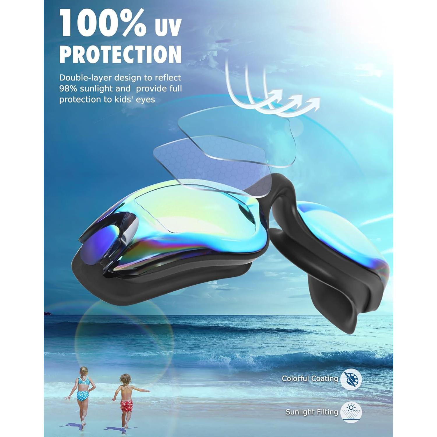 Gafas de natación Aegend para niños, 2 unidades, silicona