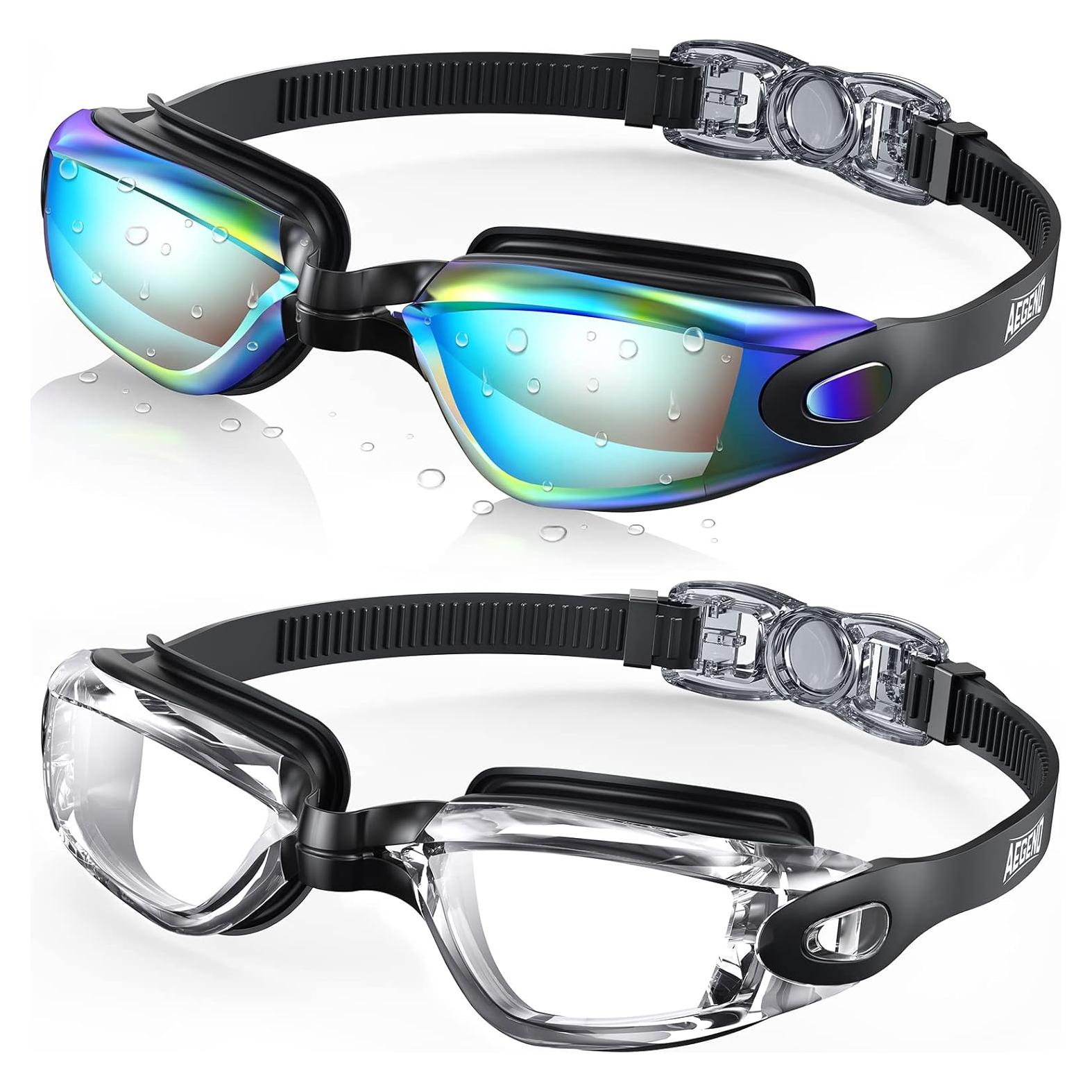 Gafas de natación Aegend, 2 pares, anti-fugas, visión clara