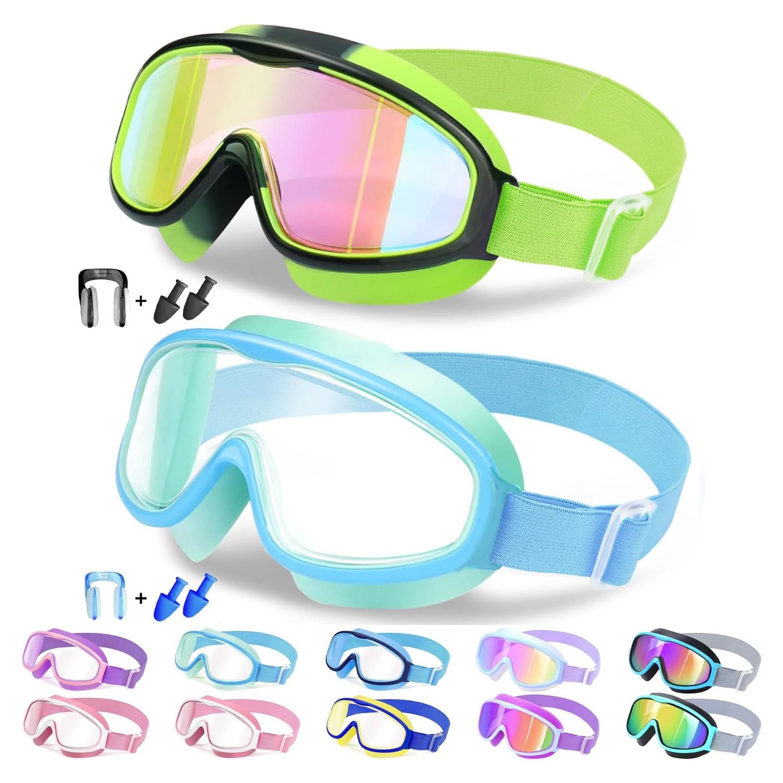 Gafas de Natación Vvinca Kids Verde y Azul Anti-Vaho UV400