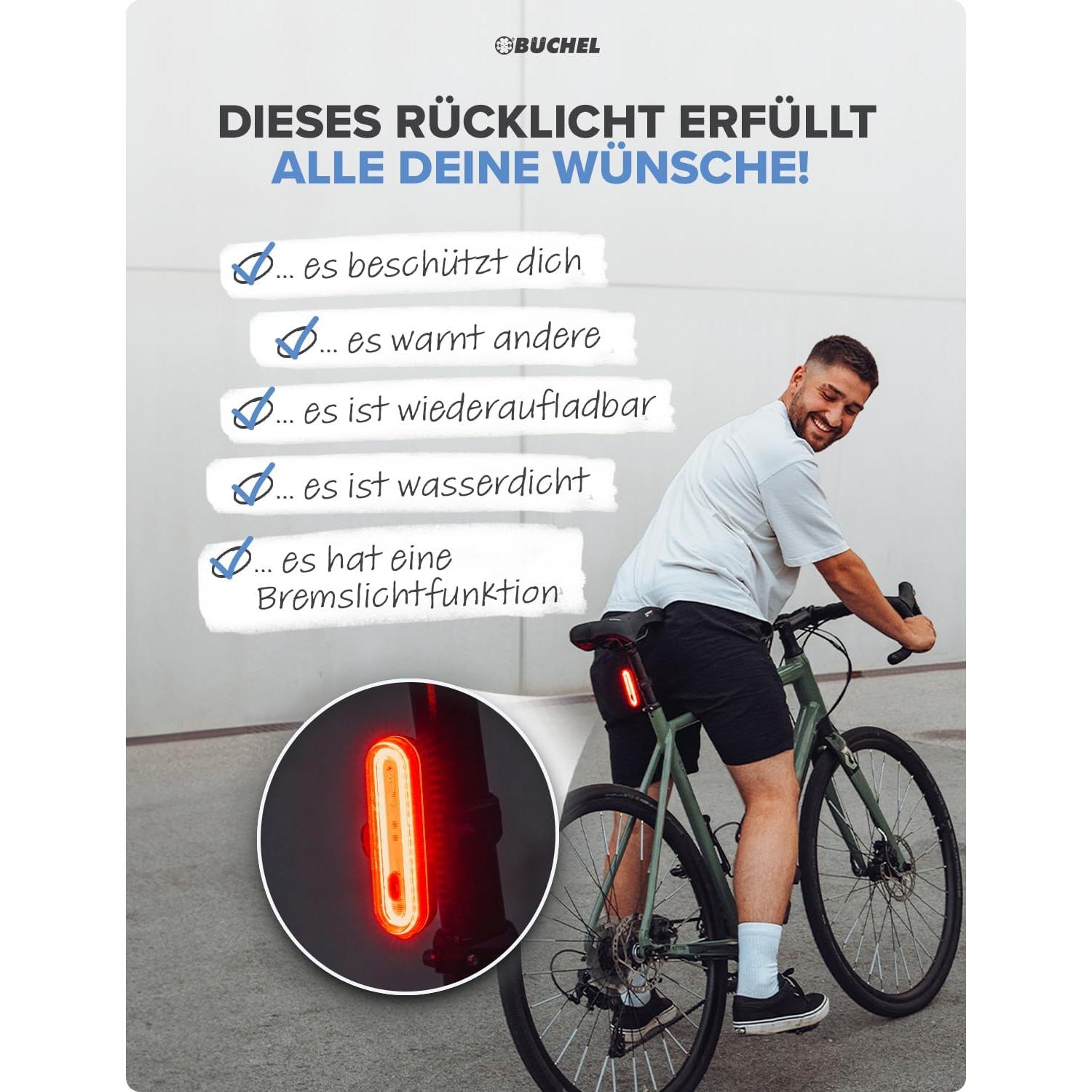 Luz Trasera LED Bûchel para Bicicleta - Recargable y Brillante