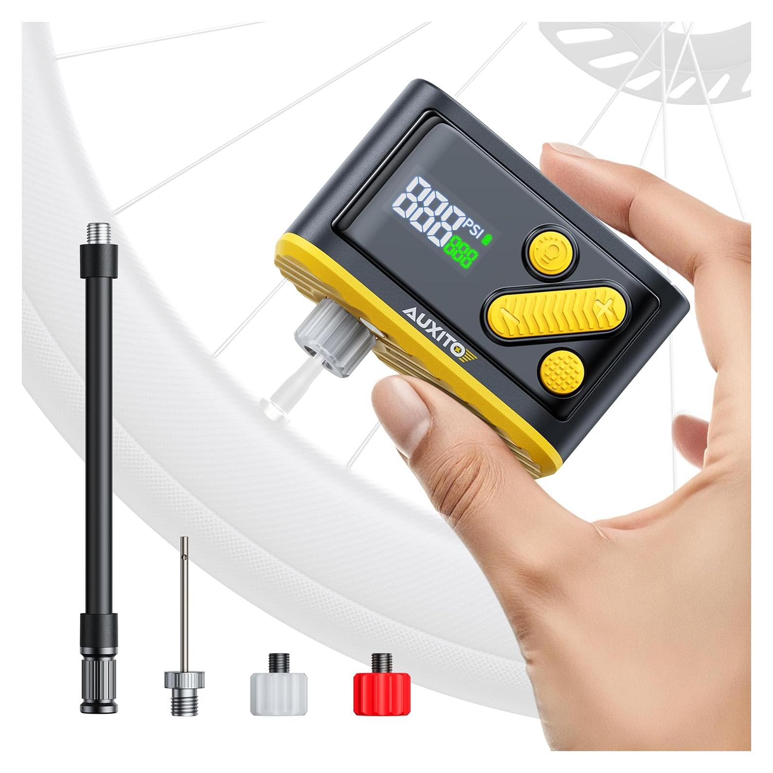 Bomba Eléctrica Mini AUXITO para Bicicleta 120 PSI con Manómetro