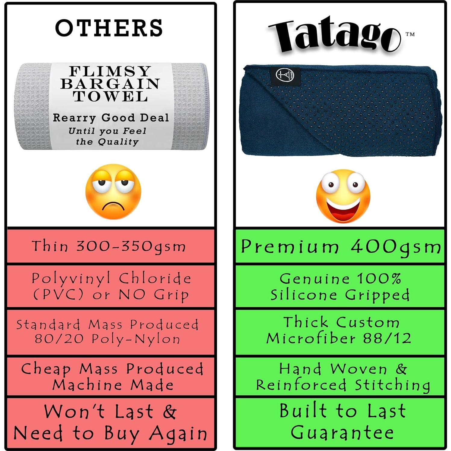 Toalla de Yoga Antideslizante Tatago 182.88 cm Microfibra