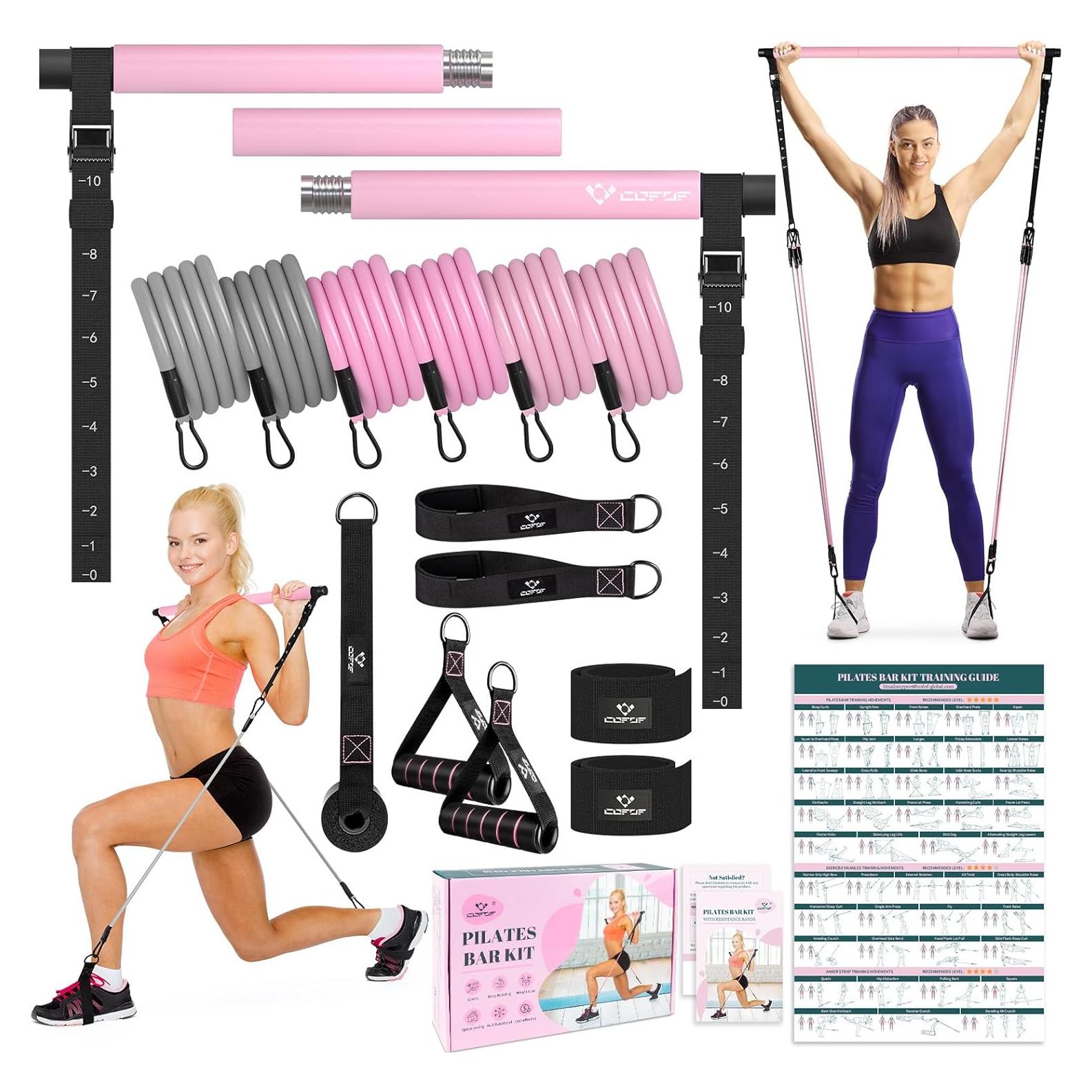 Kit de Barra de Pilates COFOF con Bandas de Resistencia 9-68 kg