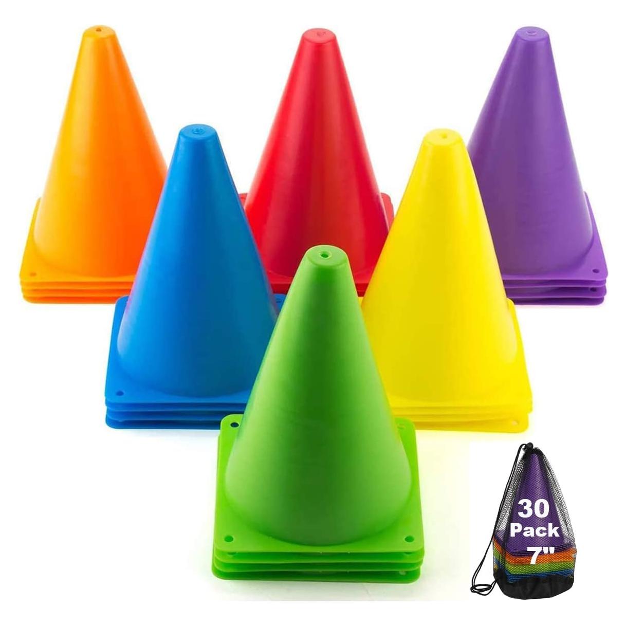 Paquete de 30 Conos de Entrenamiento Faswin 17.78 cm Colores