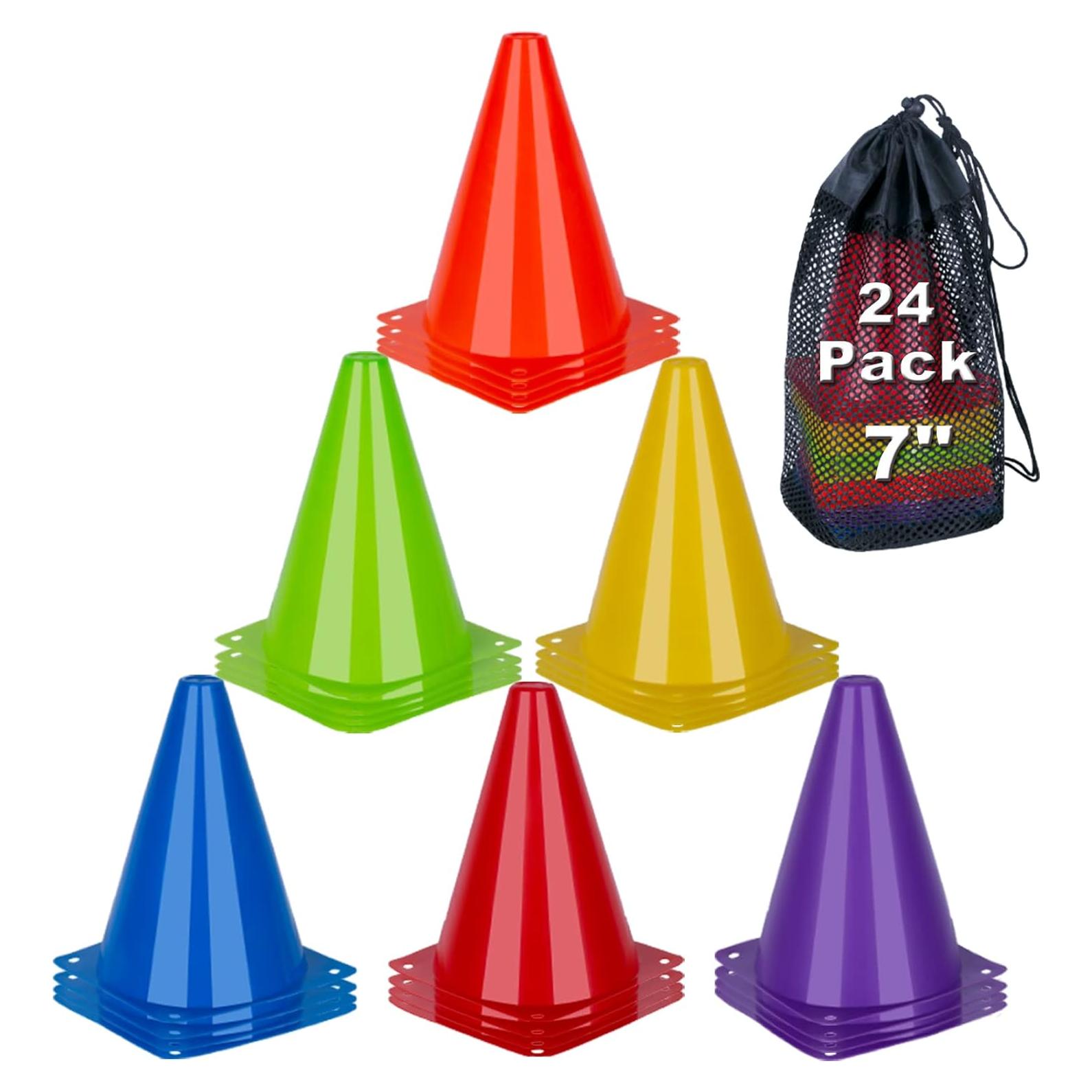 Conos de Entrenamiento Cyrico 17.78 cm - Paquete de 24 Multicolor