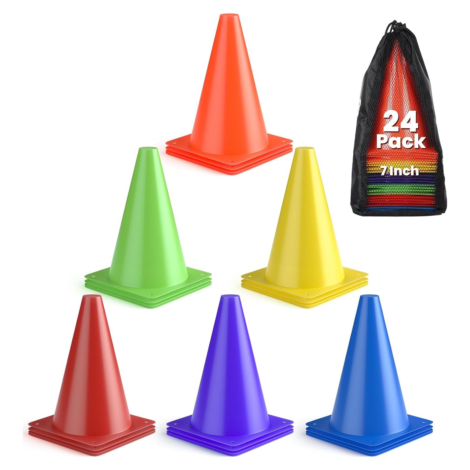 Conos de Fútbol GHB 7" y 9" Paquete de 24 para Entrenamiento
