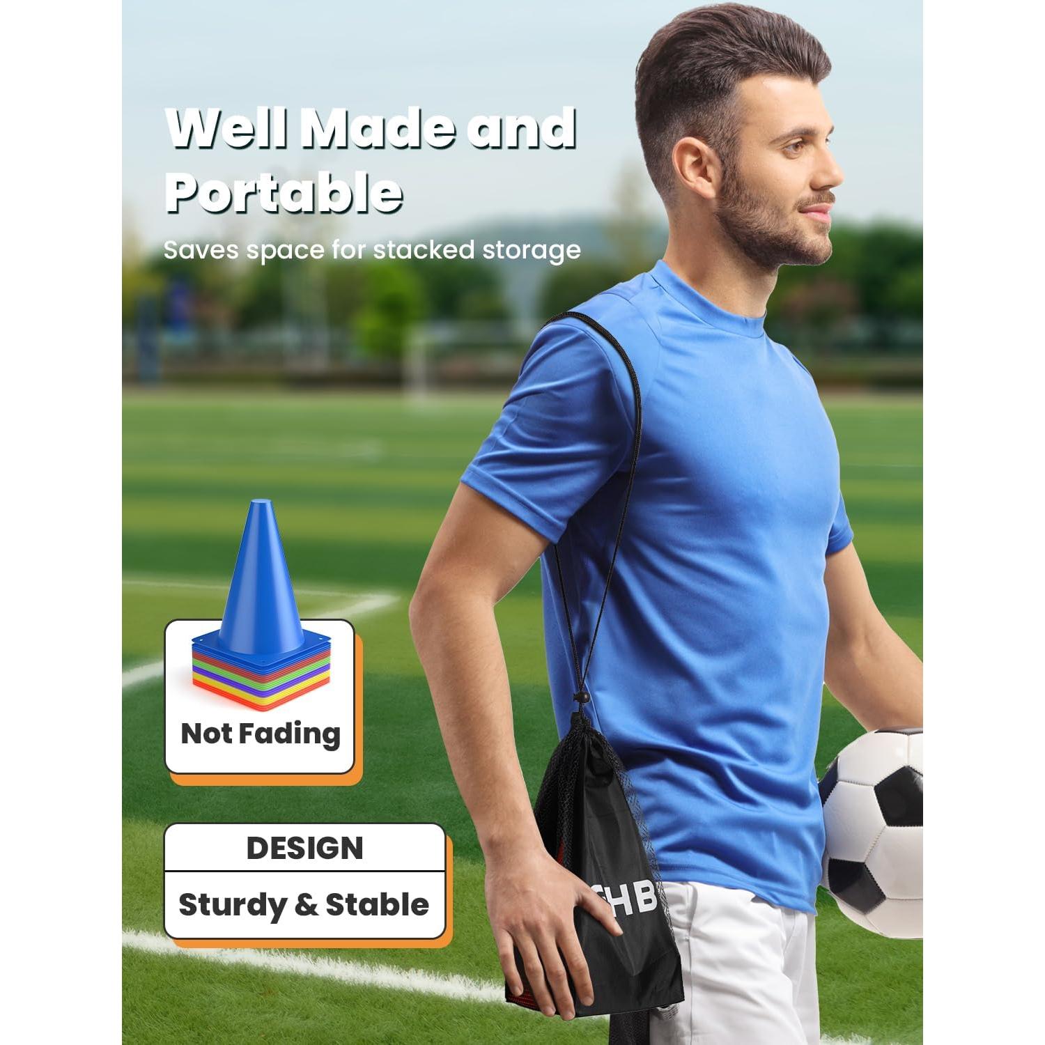 Conos de Fútbol GHB 7" y 9" Paquete de 24 para Entrenamiento