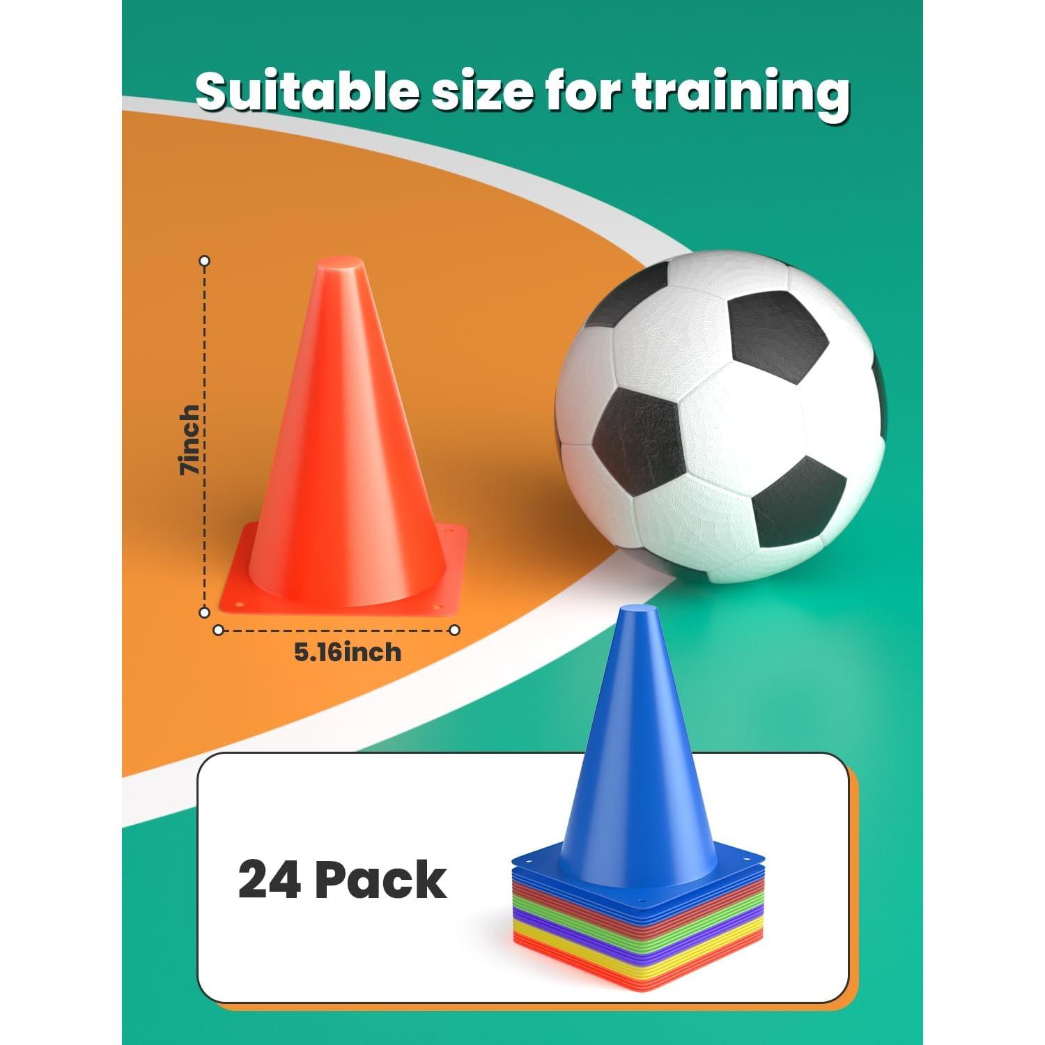 Conos de Fútbol GHB 7" y 9" Paquete de 24 para Entrenamiento