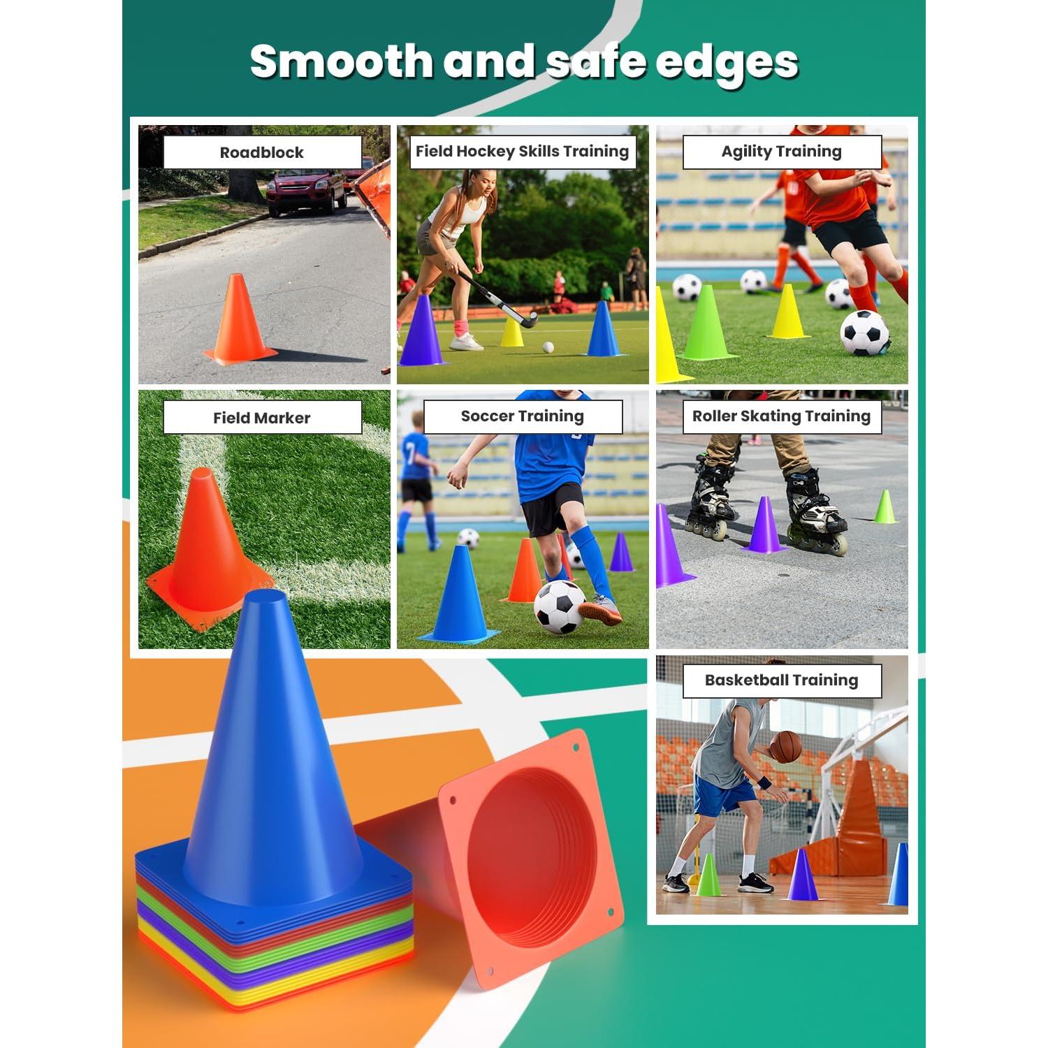 Conos de Fútbol GHB 7" y 9" Paquete de 24 para Entrenamiento