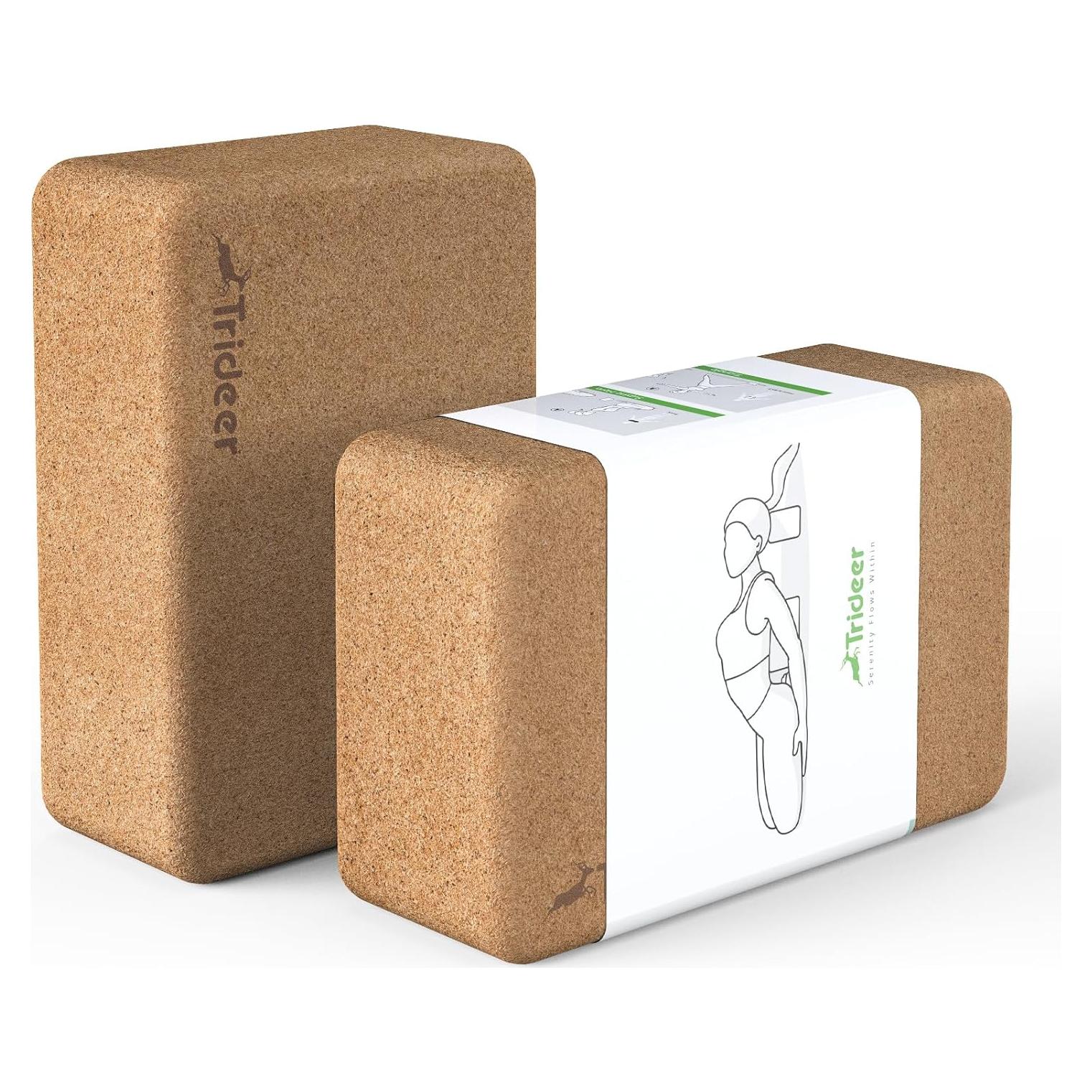 Bloques de Yoga de Corcho Trideer - Paquete de 2, 23x15x8 cm