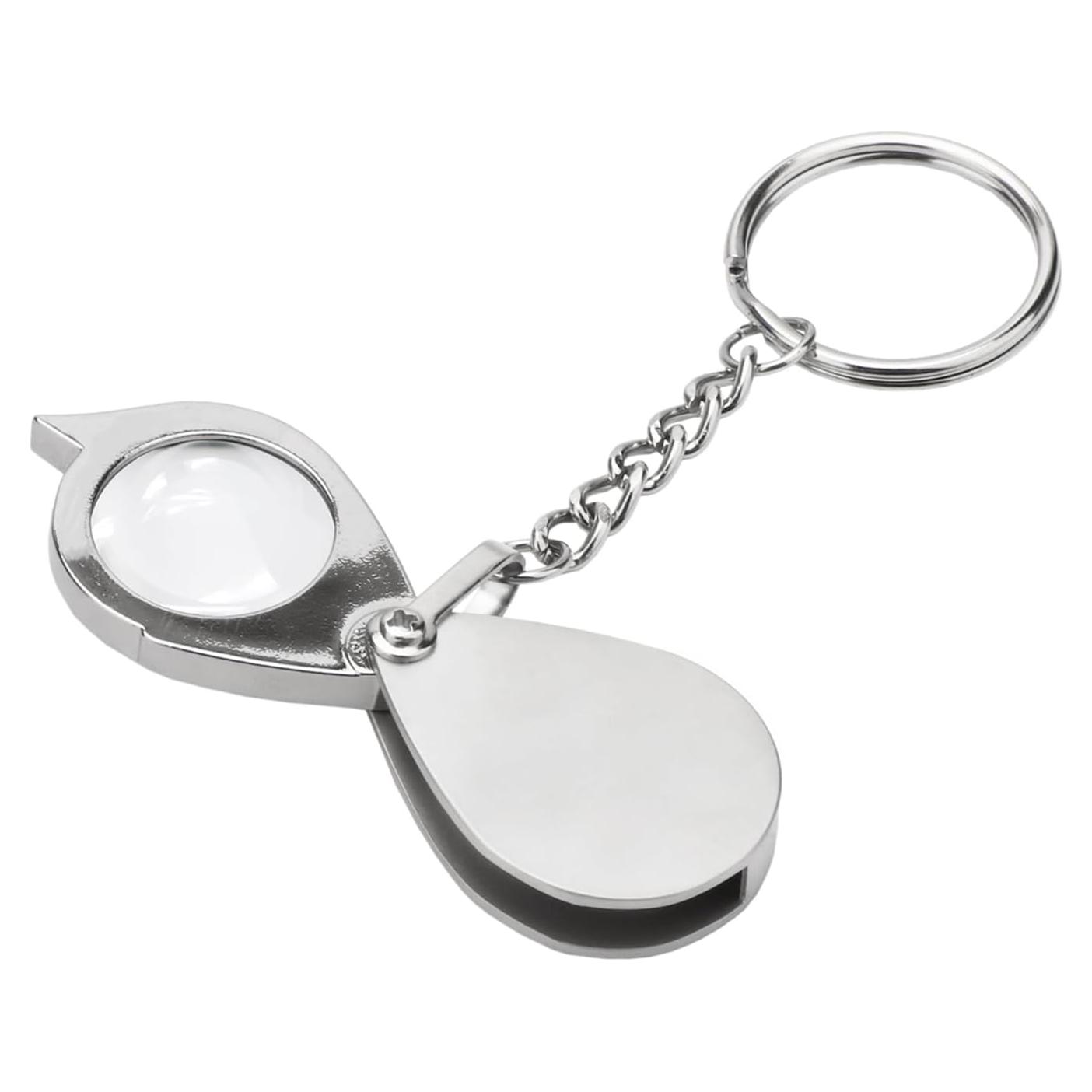 Lupa de bolsillo Rongon 10X con llavero y estuche plateada