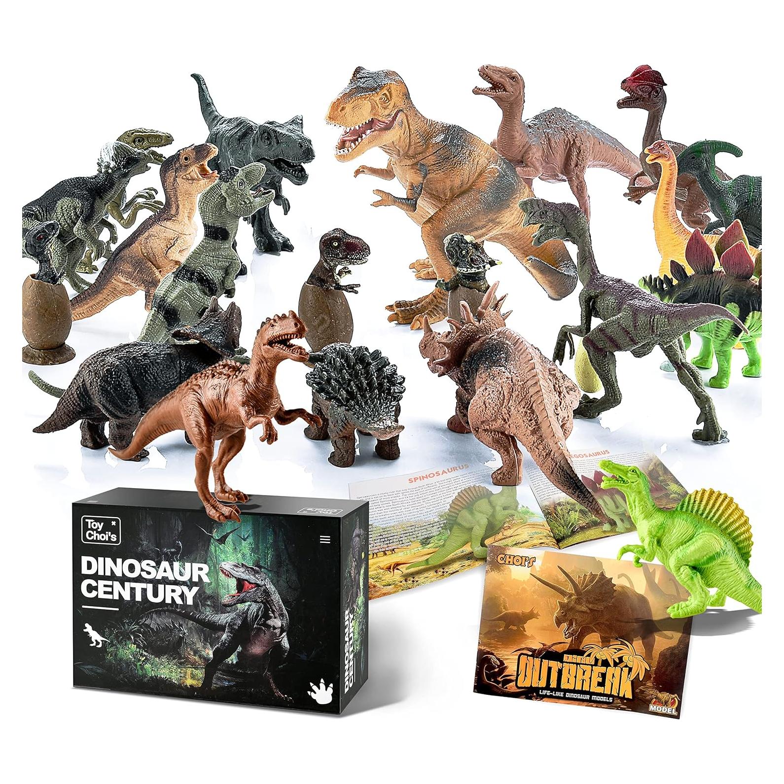 Dinosaur Toys for Toddlers and Kids 3-5 5-7 - Dinosaur Figures 20 Packs Playset with Educational Book, Toy for 3 4 5 6 7 8 Year Old Boys - Plastic Dinosaurs with Dino Eggs Birthday Party Gift