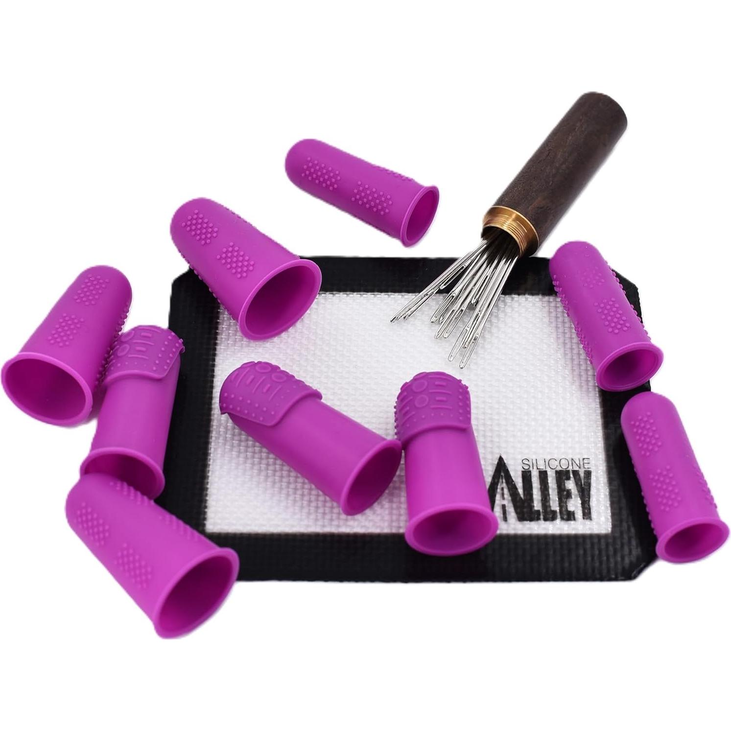 Kit de Dedales y Protectores de Dedos Silicone Alley - 9 Piezas