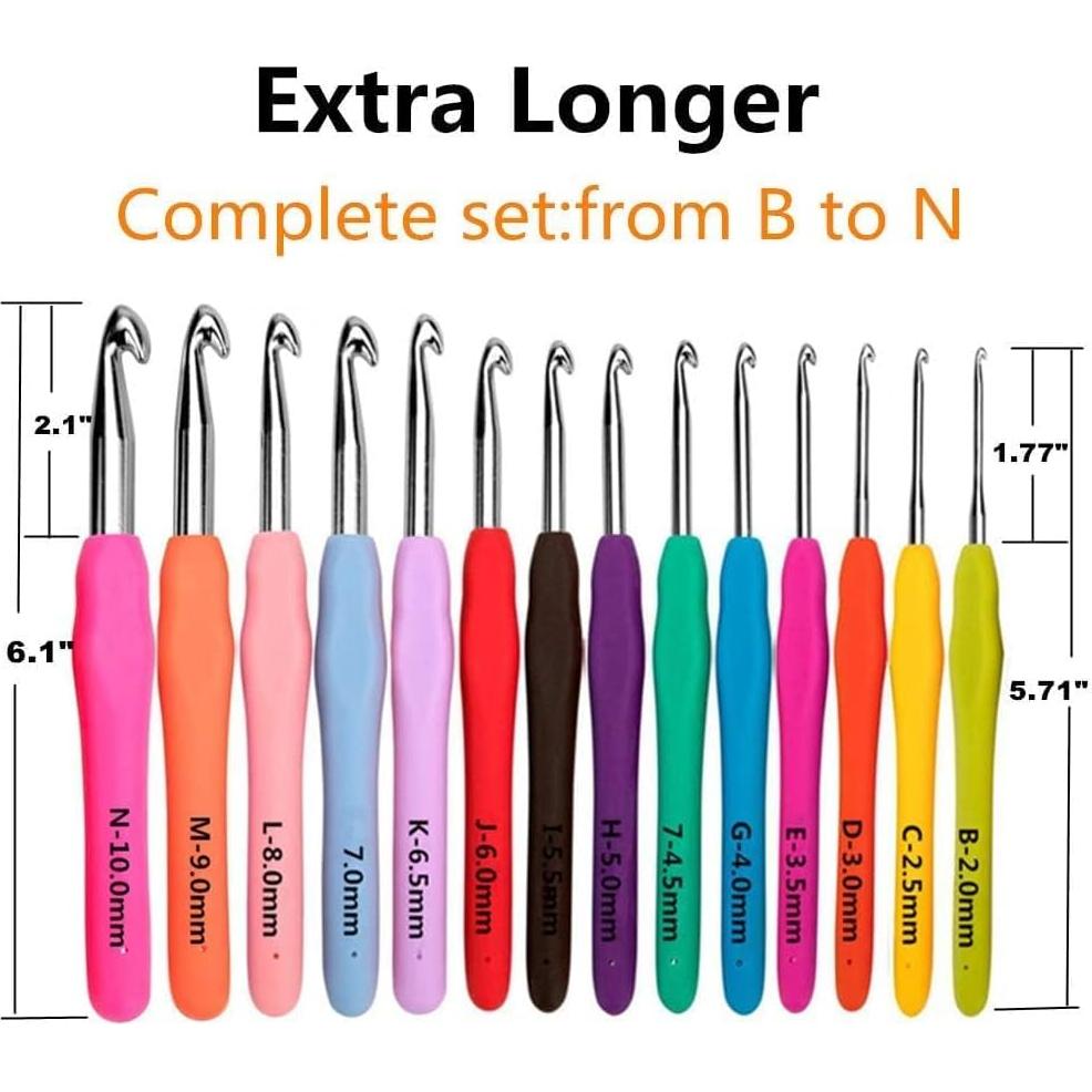 Set de Ganchos de Crochet Yarniss 14 Tamaños 2-10mm Ergonómicos