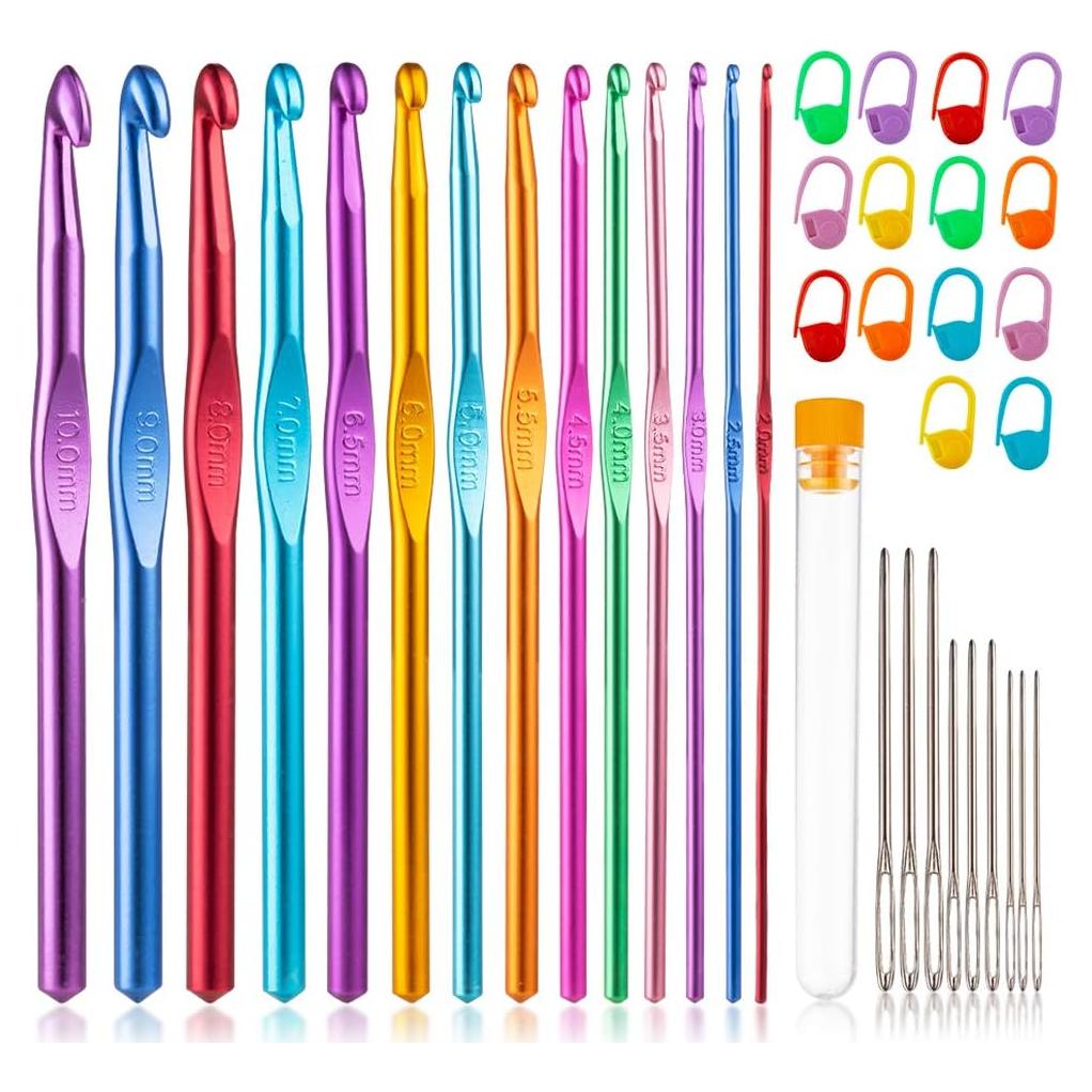 Juego de Ganchillos Vodiye 37 Piezas Aluminio Ergonómico