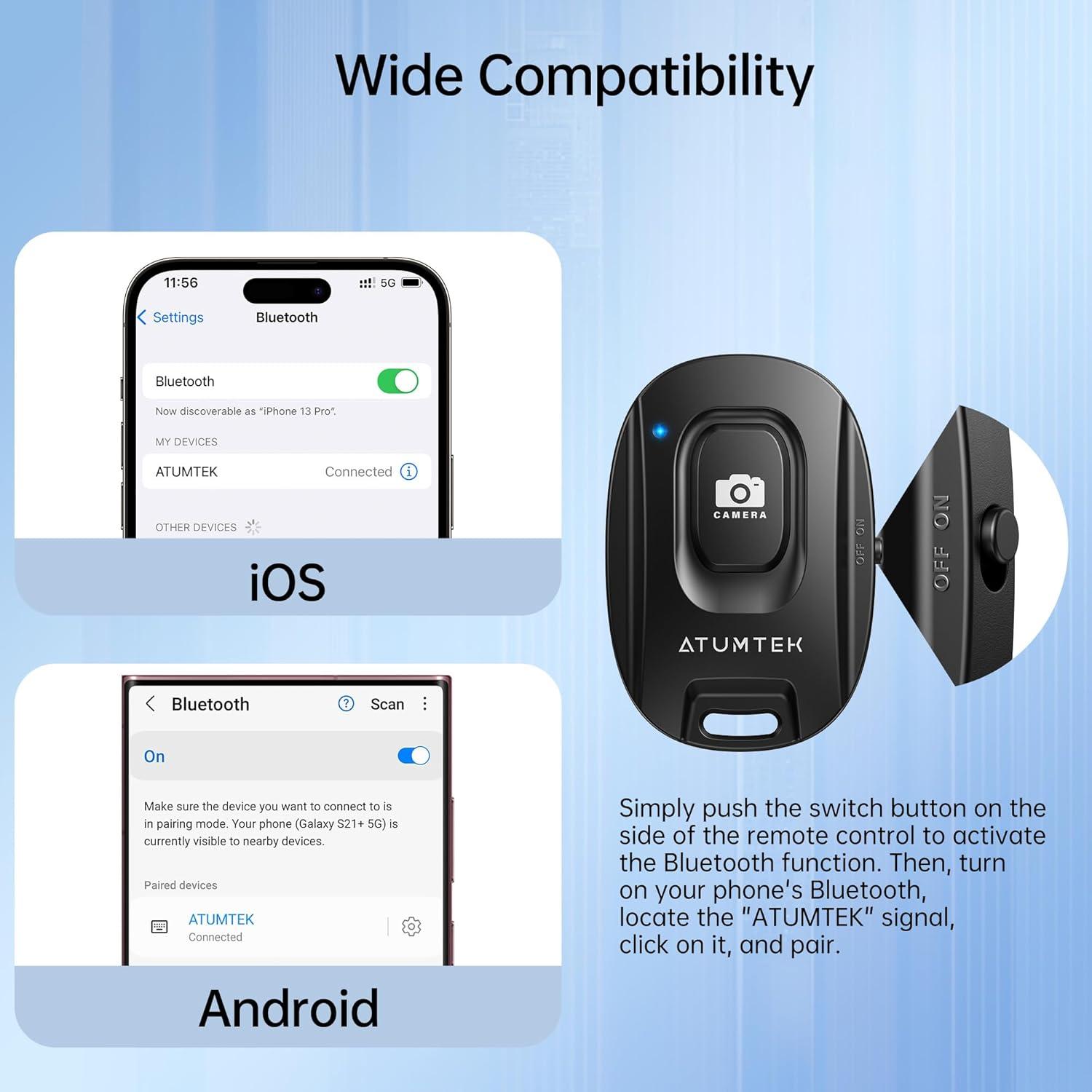 Disparador Remoto Inalámbrico ATUMTEK para Cámara - Negro