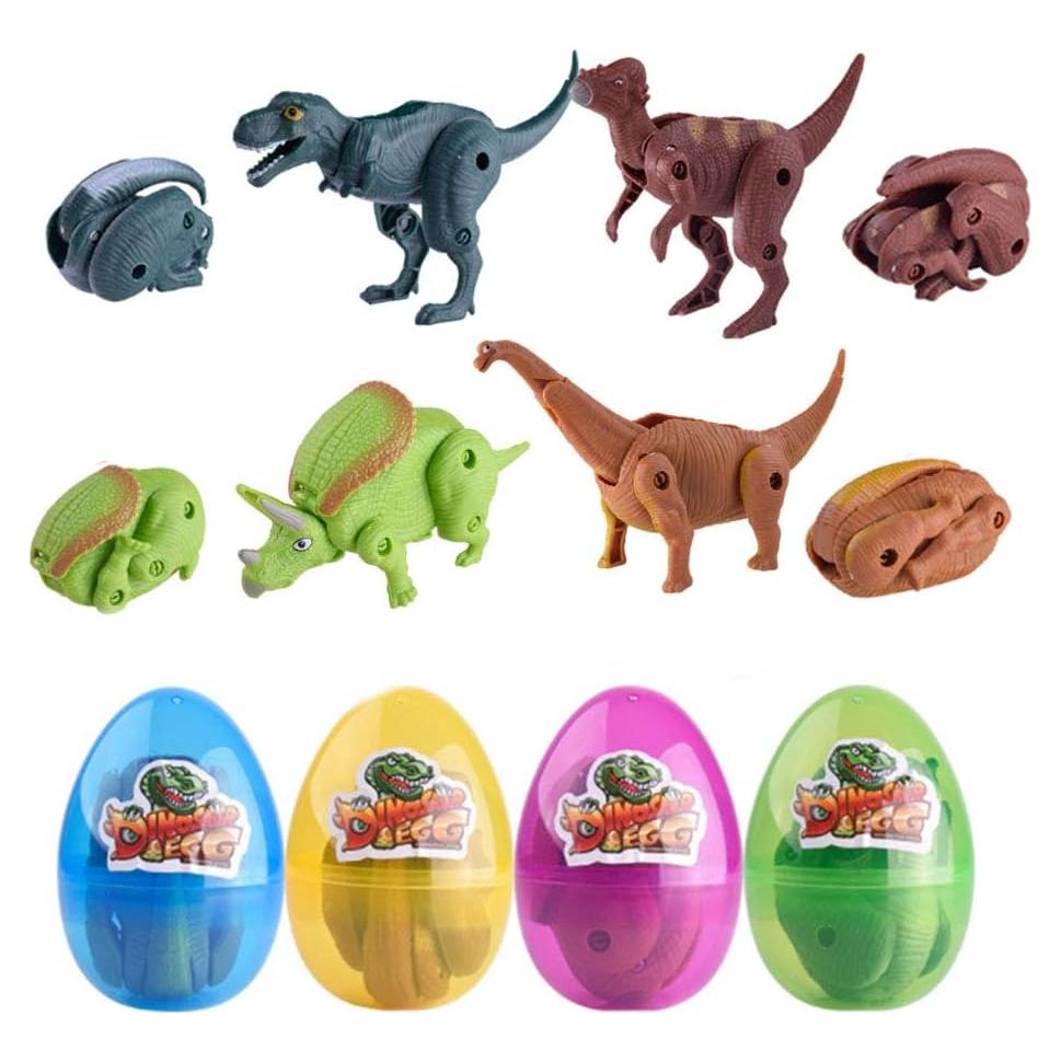 Paquete de 4 Huevos Jumbo de Dinosaurios QINGQIU para Niños