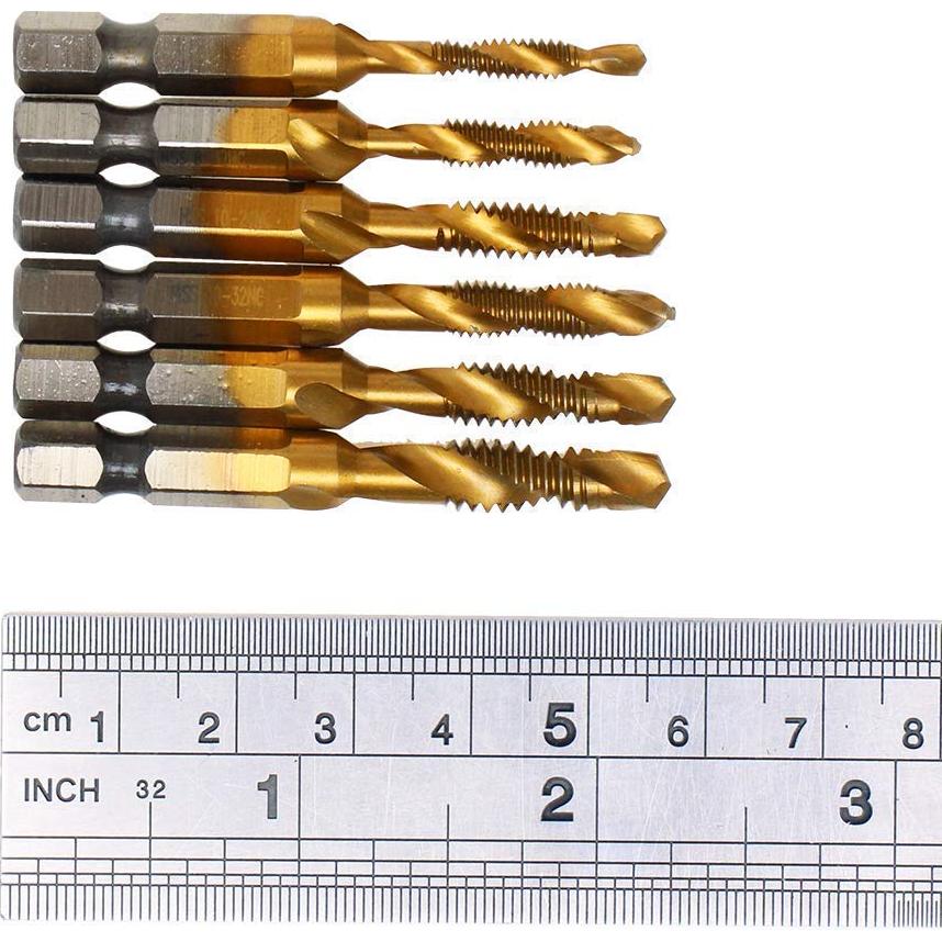 Juego de Brocas y Machos de Titanio AUTOTOOLHOME 6 Piezas