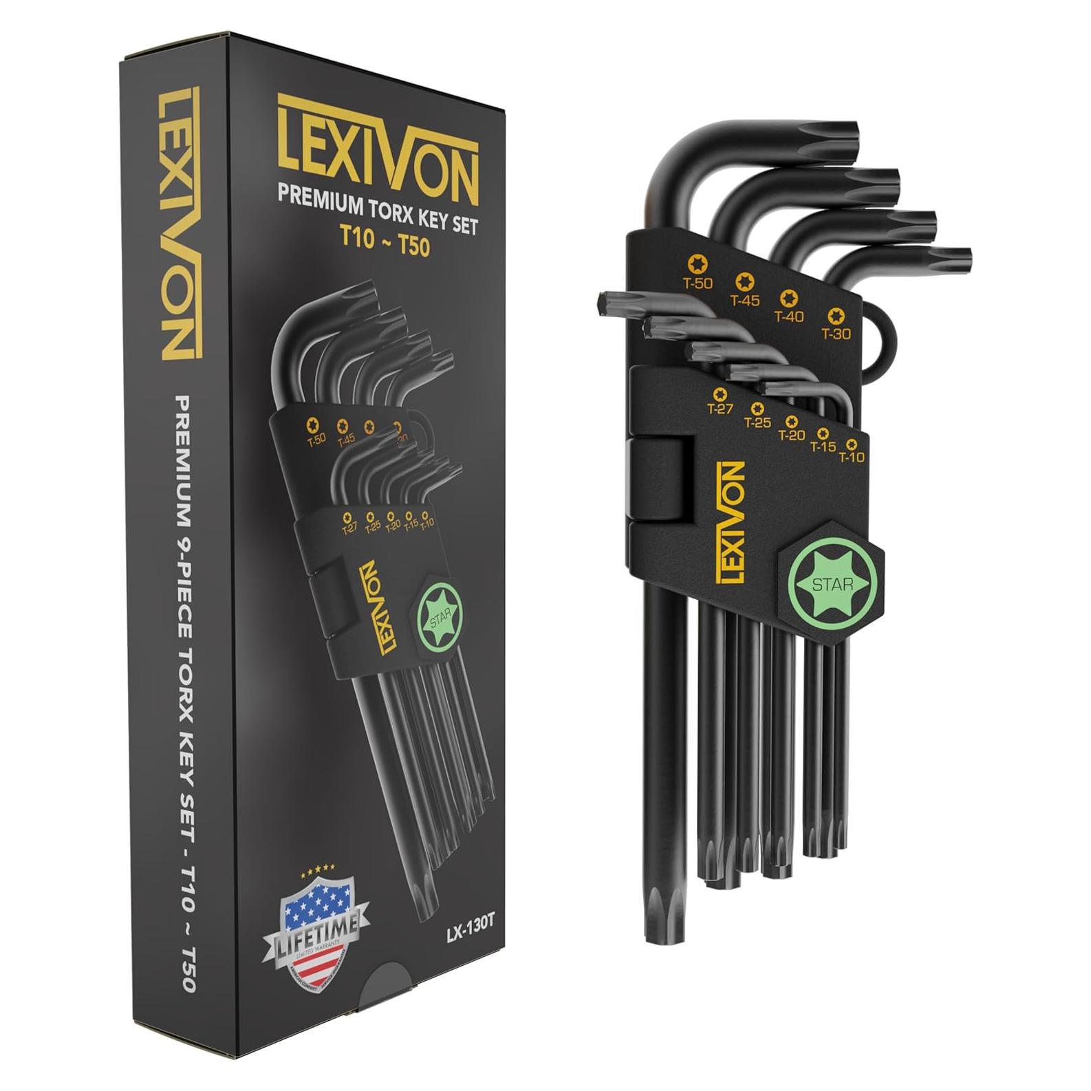 Juego de Llaves Torx LEXIVON 9 Piezas T10 a T50 Acero S2