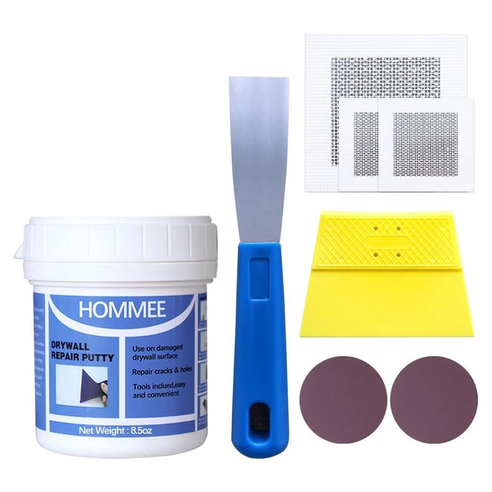 Kit de Reparación de Drywall 8 en 1 HOMMEE con Masilla 240g