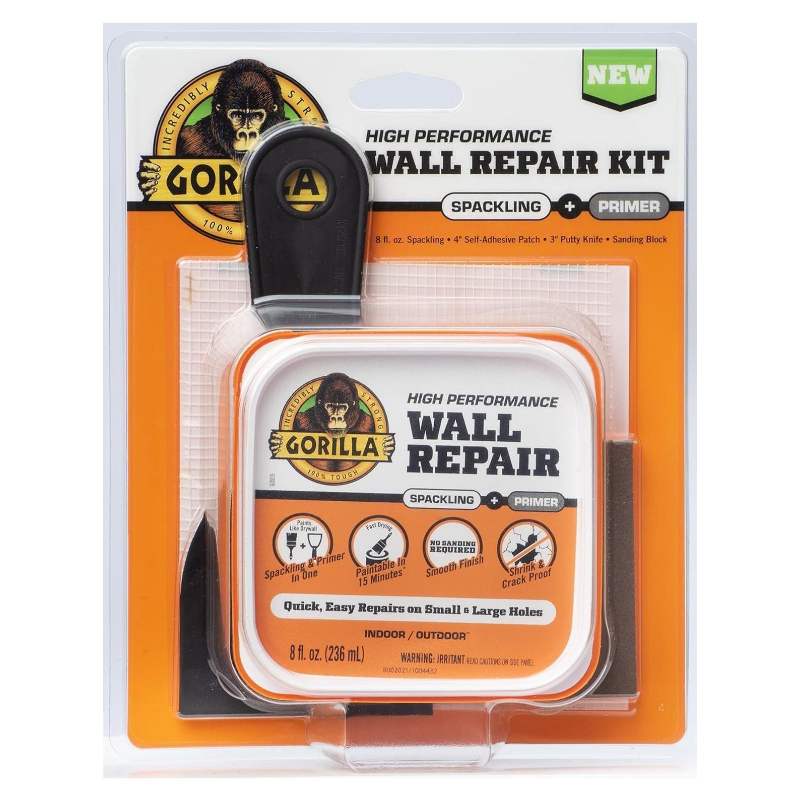 Kit de Reparación de Paredes Gorilla 8 Oz Masilla + Imprimador