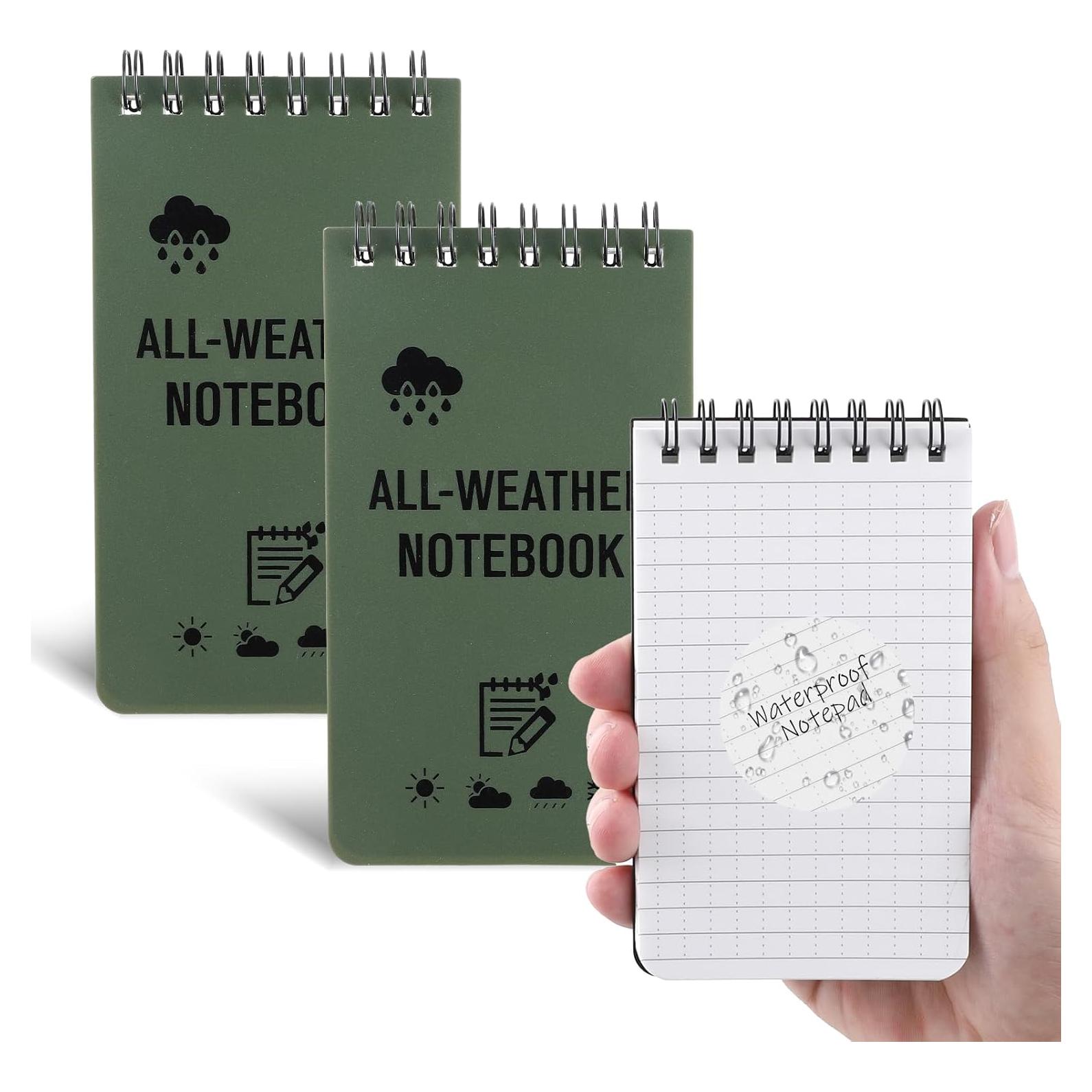 Paquete de 2 Cuadernos Impermeables Aeaocvo Verde 7.6x12.7cm