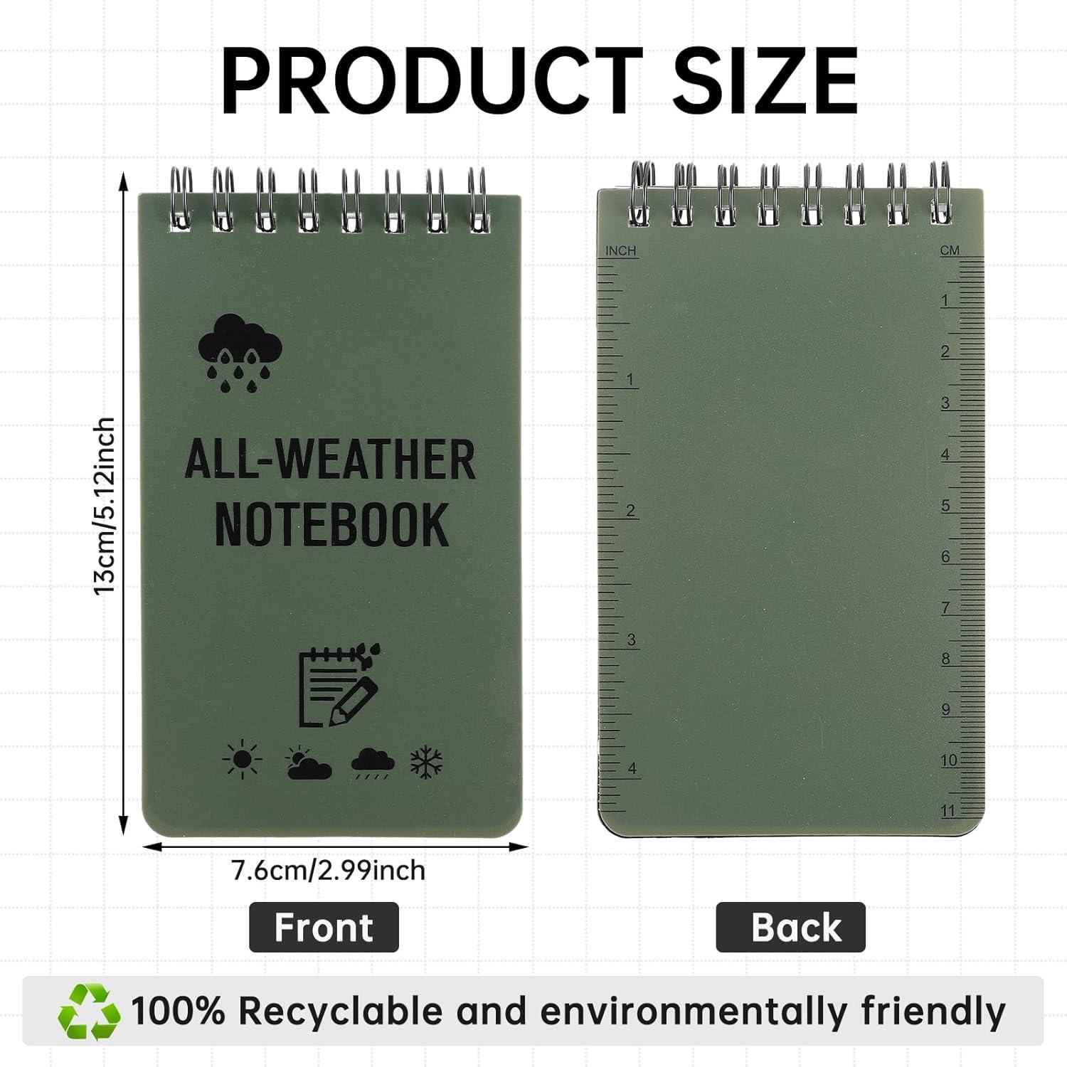 Paquete de 2 Cuadernos Impermeables Aeaocvo Verde 7.6x12.7cm