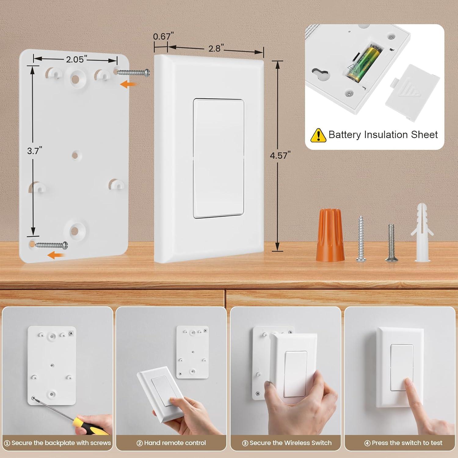 Interruptor de Pared Inalámbrico SURAIELEC 10A 30m RF