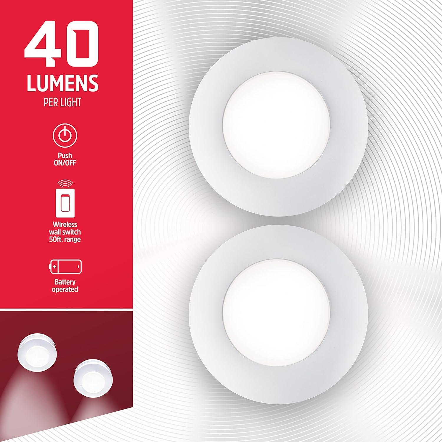 Luces Puck LED Energizer, Paquete de 2, Control Remoto, Blanco