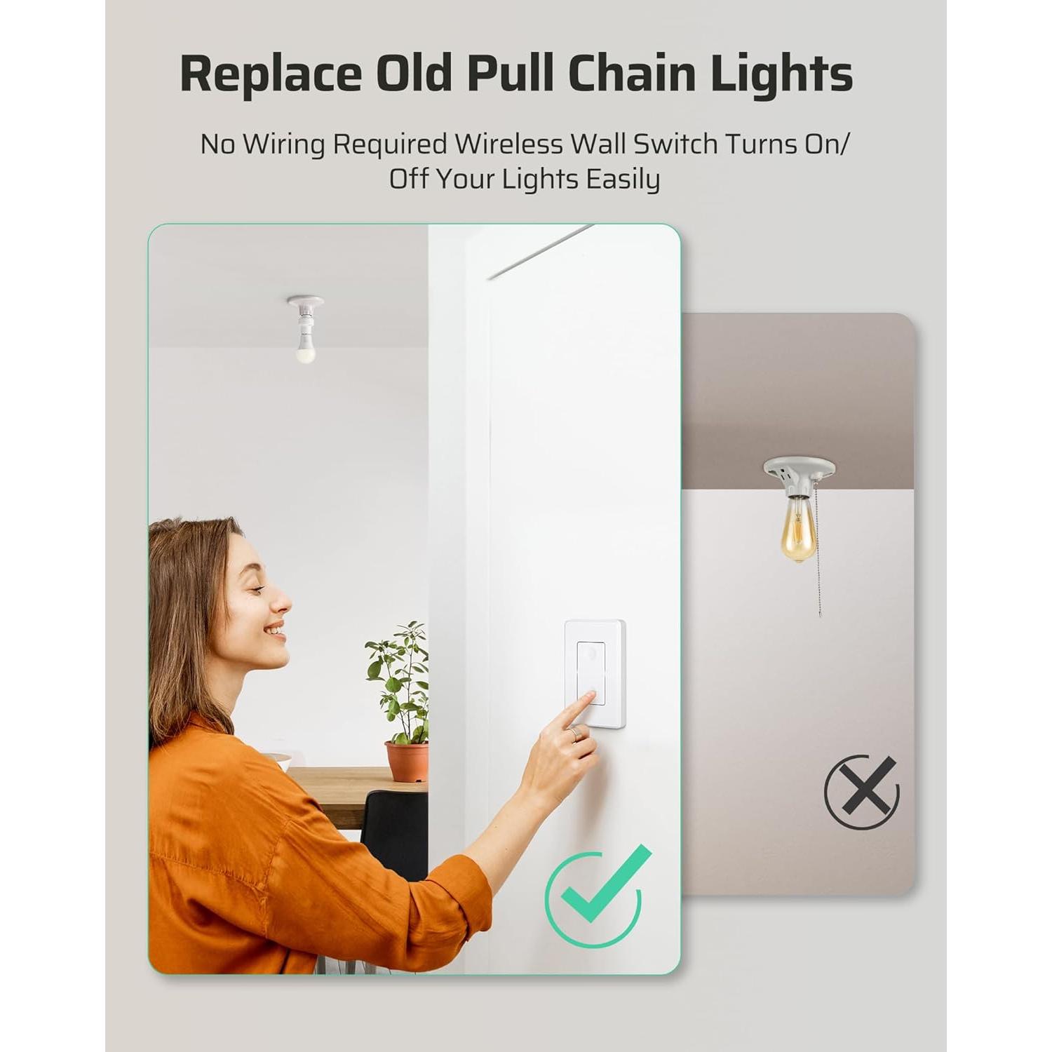 Portalámpara Inalámbrico DEWENWILS con Control Remoto E26/E27