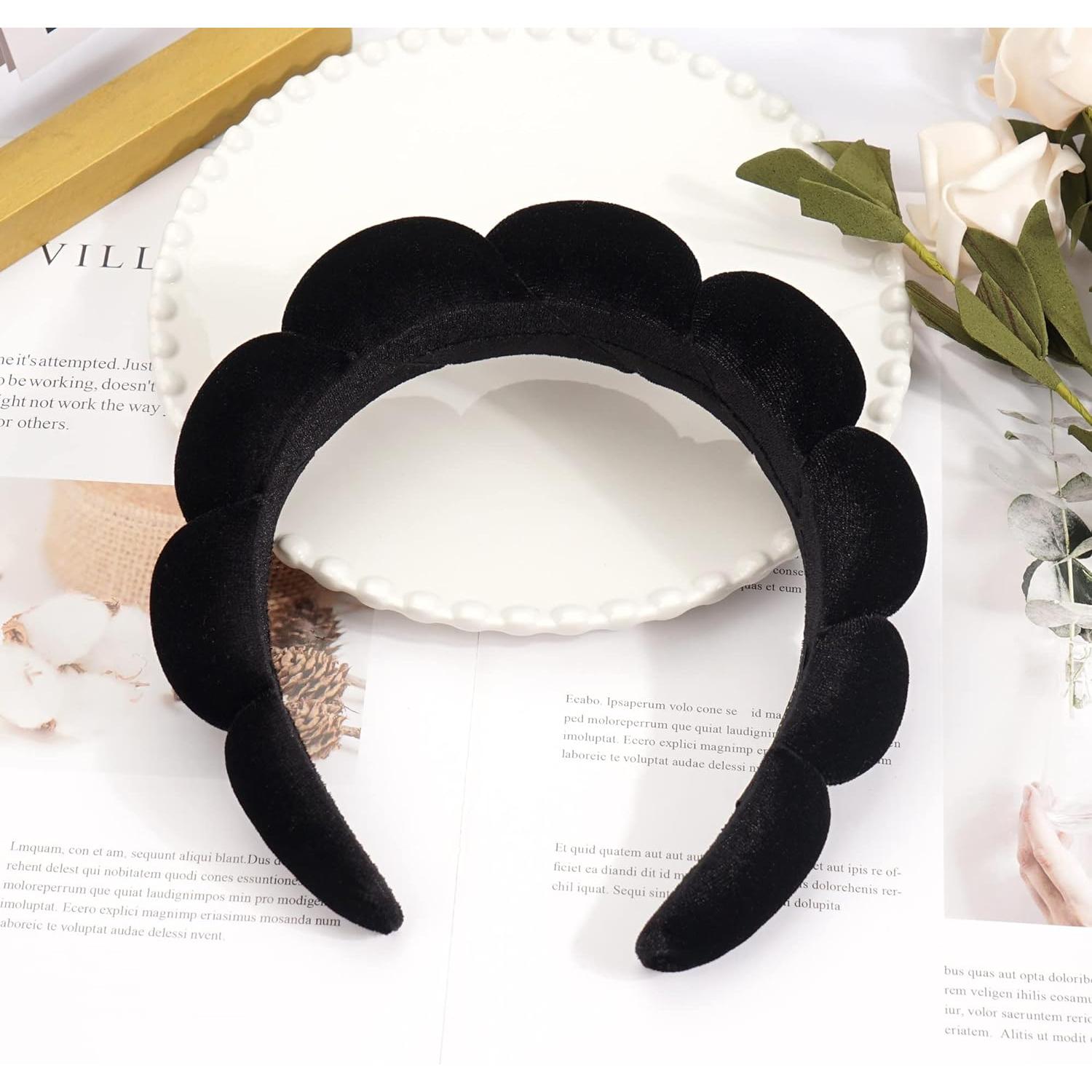 Diadema de Esponja Ayesha para Maquillaje y Cuidado Facial - Negro