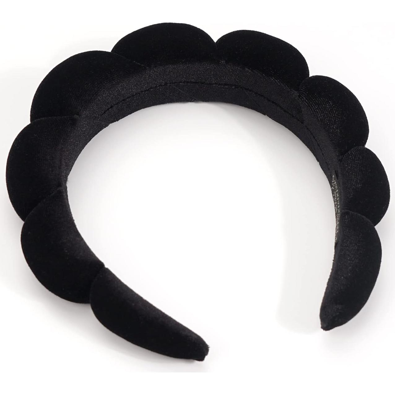 Diadema de Esponja Ayesha para Maquillaje y Cuidado Facial - Negro