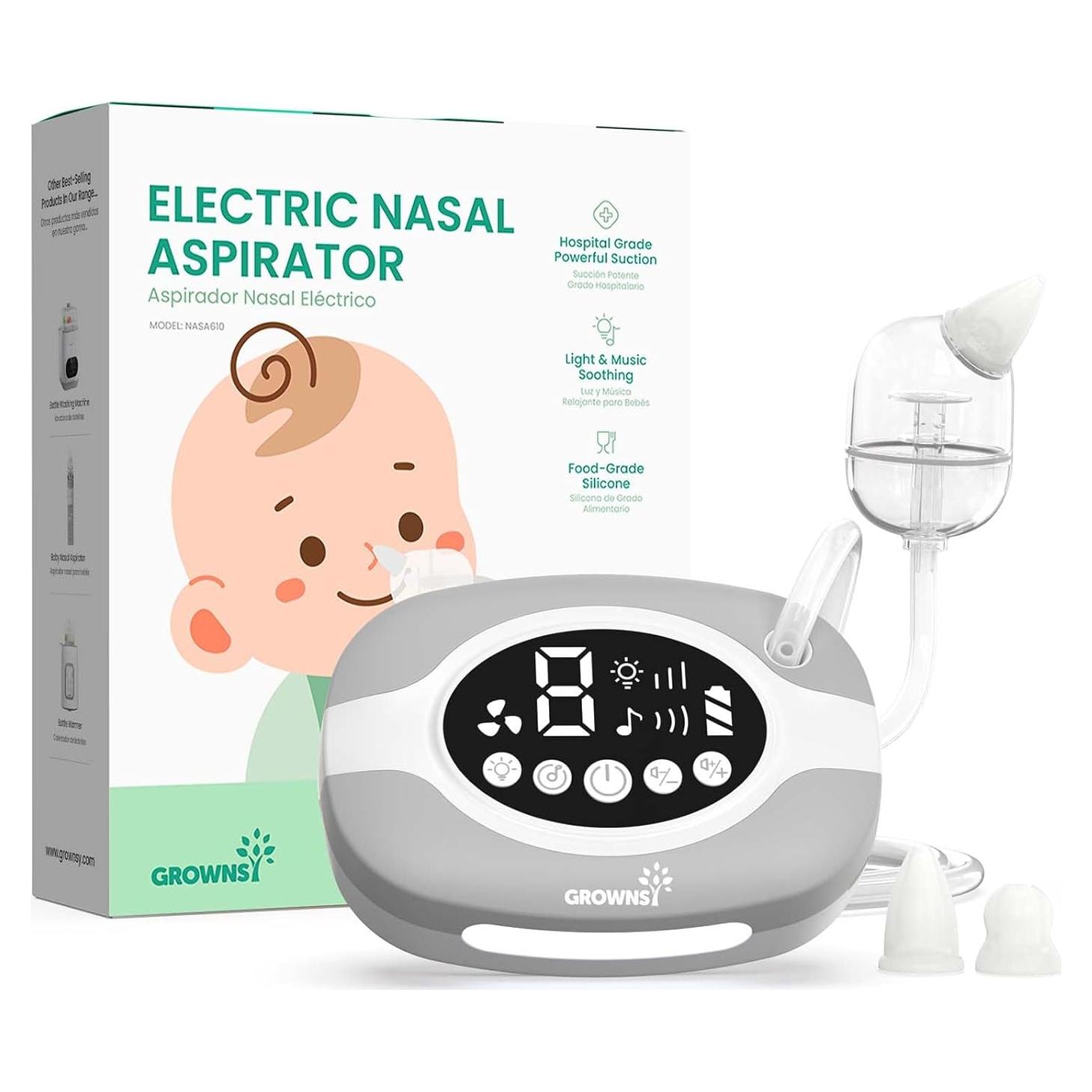 Aspirador Nasal Eléctrico GROWNSY para Bebé con Luz y Música