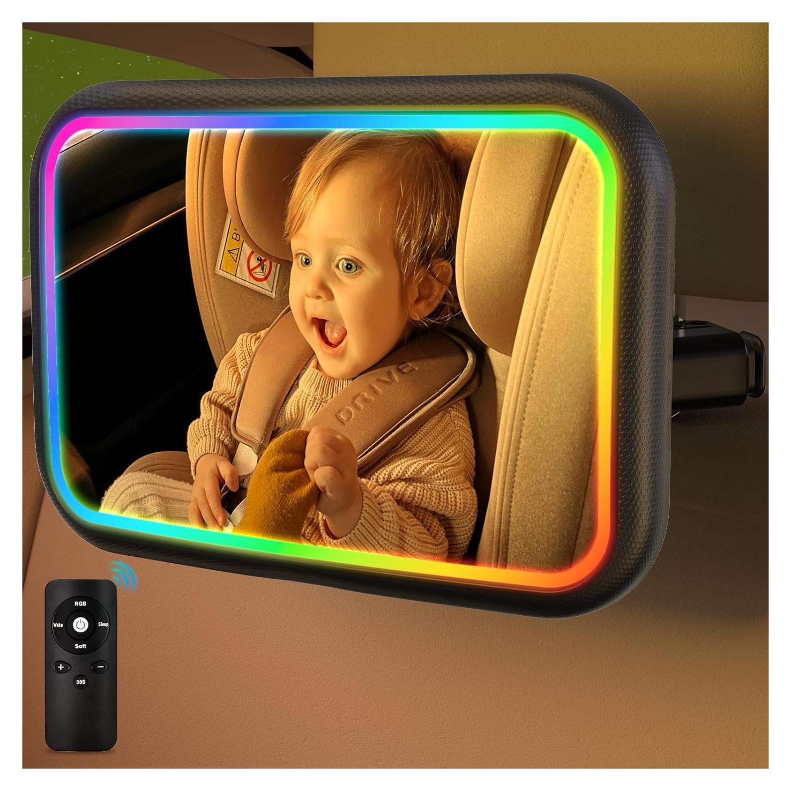 Espejo de Coche para Bebé Fosucwin BBJ-08 con Luz RGB