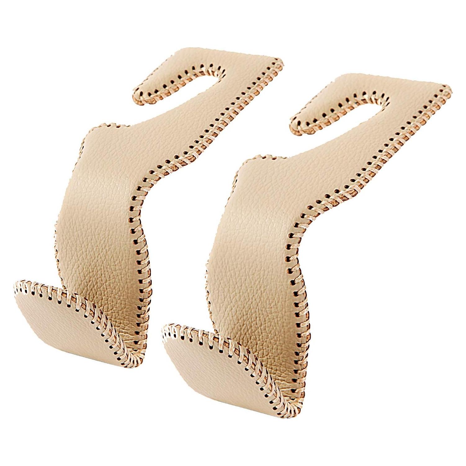 Ganchos para Reposacabezas AMVOYOA Beige - 2 Unidades de Cuero