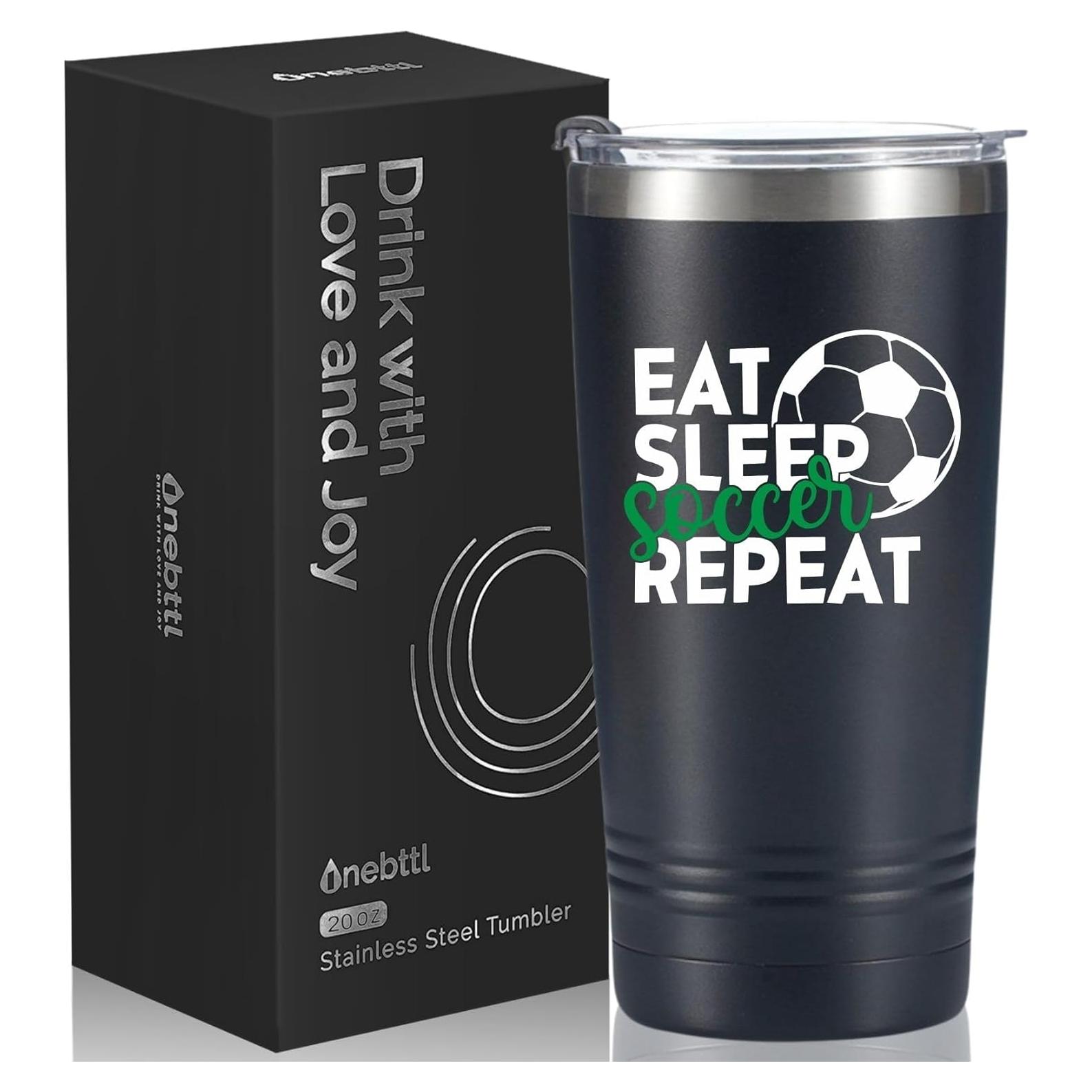 Taza de Viaje Onebttl 20oz Negra para Entrenador de Fútbol