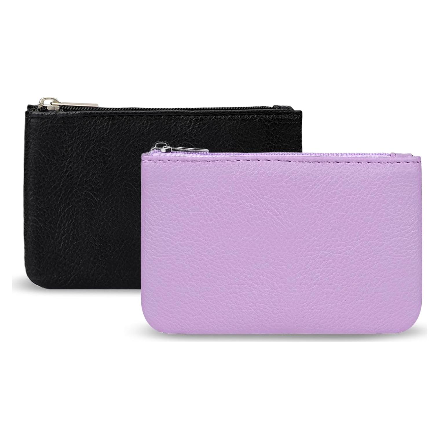 Monedero Mini KALIONE de PU Negro y Púrpura 12.5x8.5cm