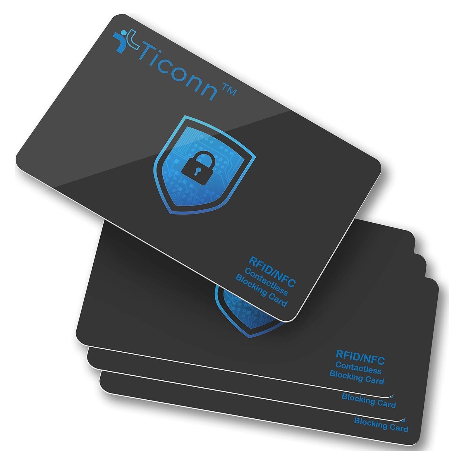 Tarjetas de Bloqueo RFID TICONN - Paquete de 4, Protección Contactless
