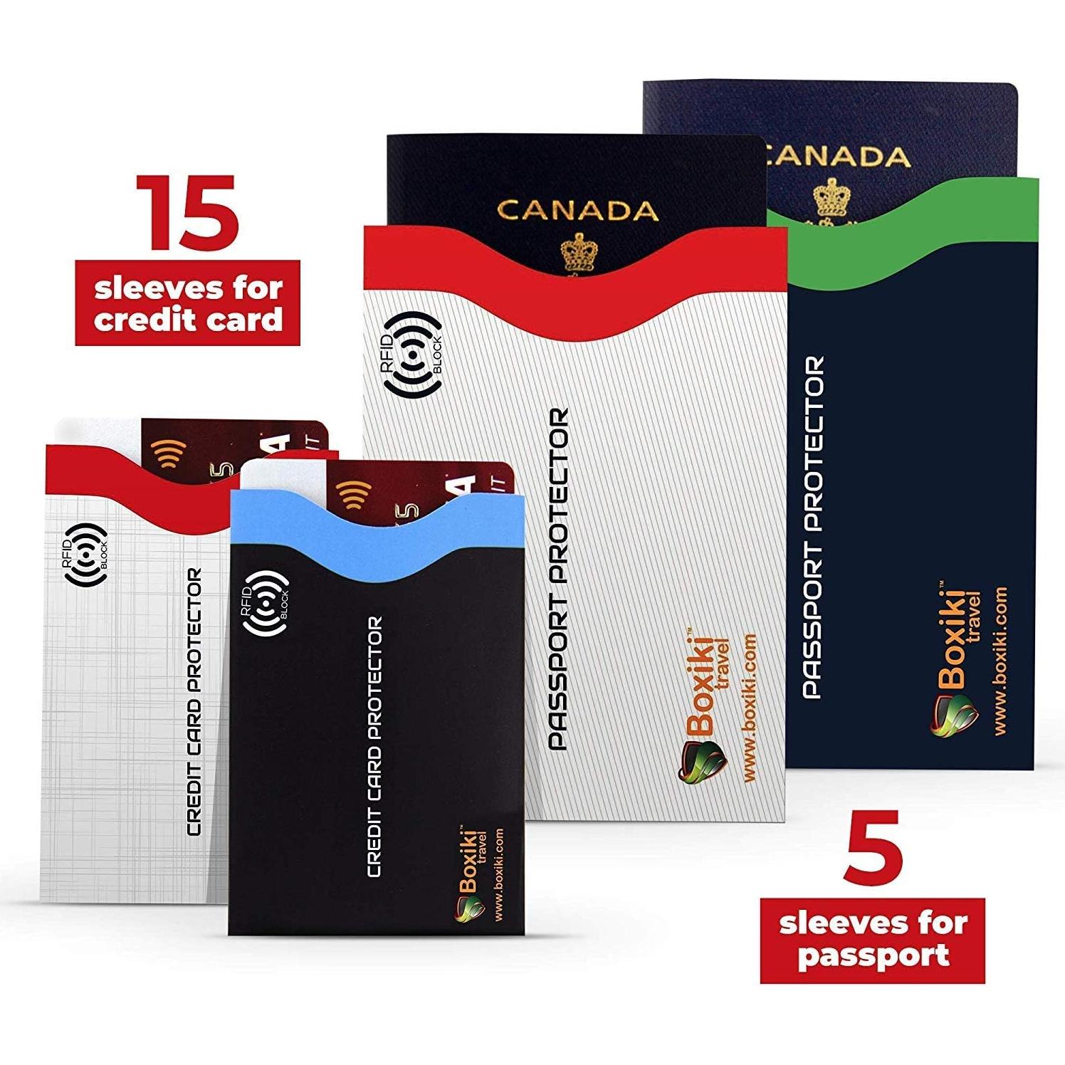 Mangas Bloqueadoras RFID Boxiki Travel, Set de 20, Protección Tarjetas
