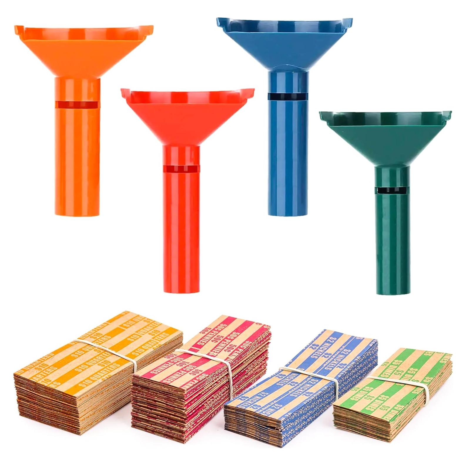 Tubo de conteo de monedas PM Company 4 colores 150 envolturas