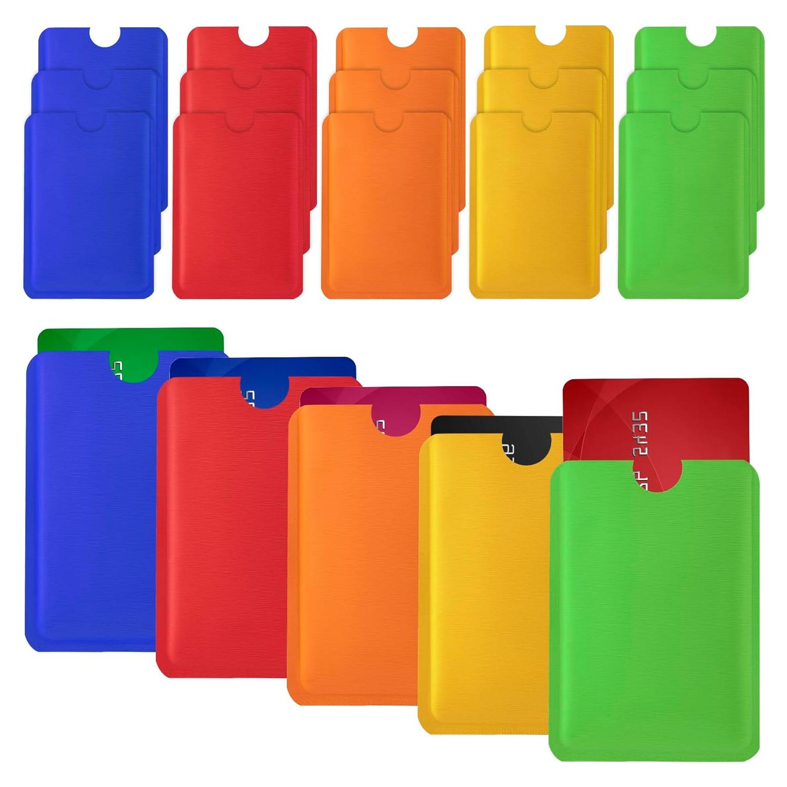 OIIKI 20 Fundas Bloqueadoras RFID Aluminio Coloridas 6.2x9cm