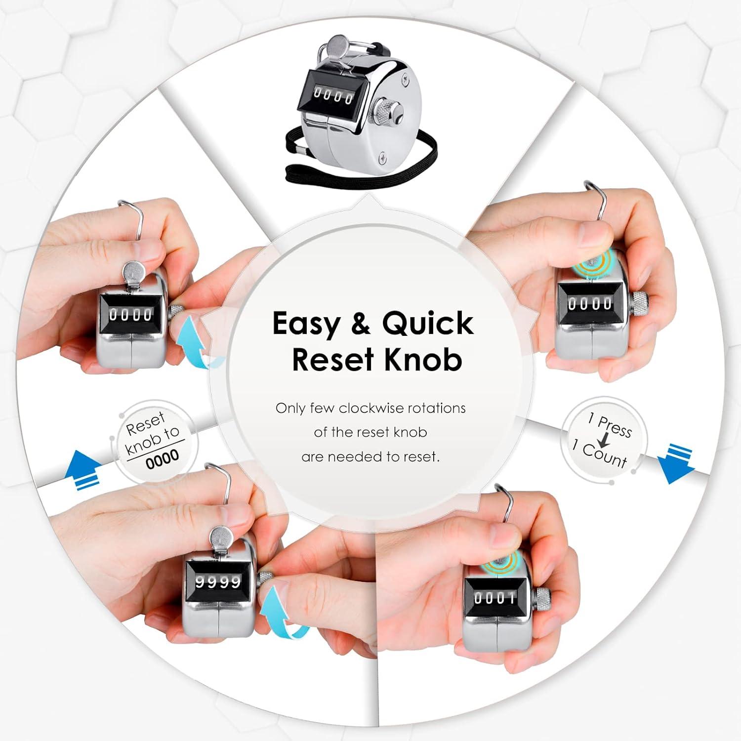 Contador de Mano KTRIO Metálico 4 Dígitos Plata