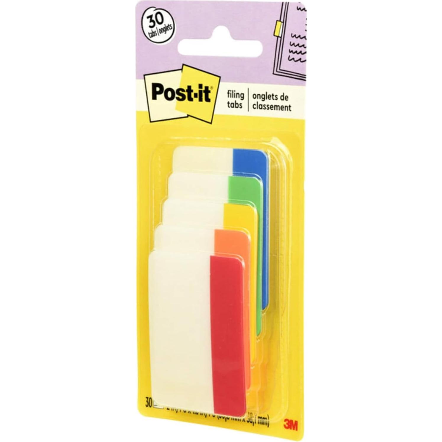 Pestañas Post-it 5.08 cm Sólidas 30 Pestañas 5 Colores