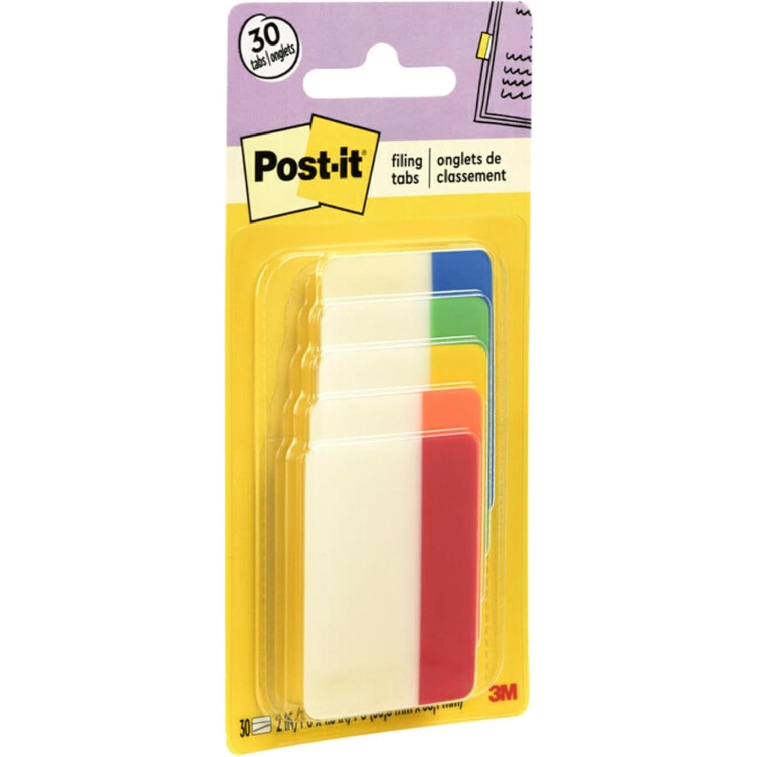 Pestañas Post-it 5.08 cm Sólidas 30 Pestañas 5 Colores