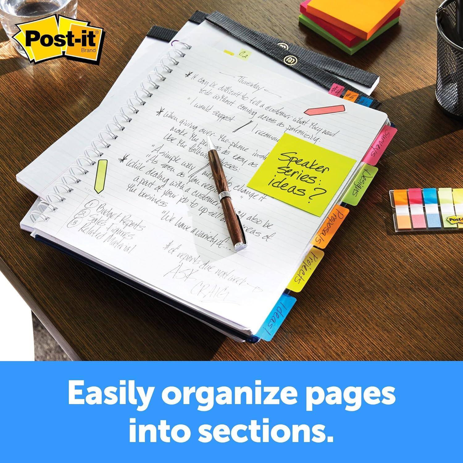 Pestañas Post-it 5.08 cm Sólidas 30 Pestañas 5 Colores