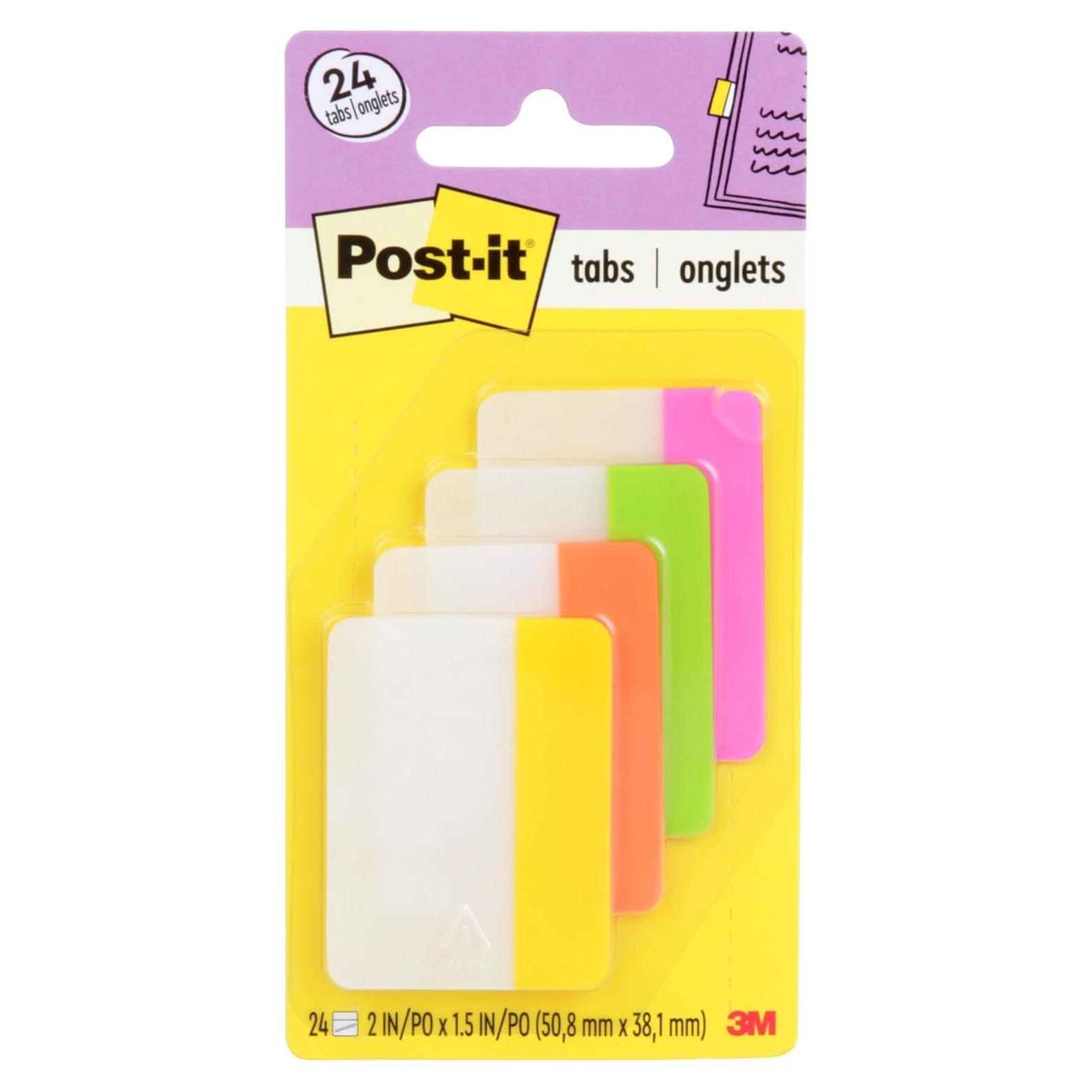 Pestañas Post-it 5 cm Asortidas 24 Pestañas 4 Colores Brillantes