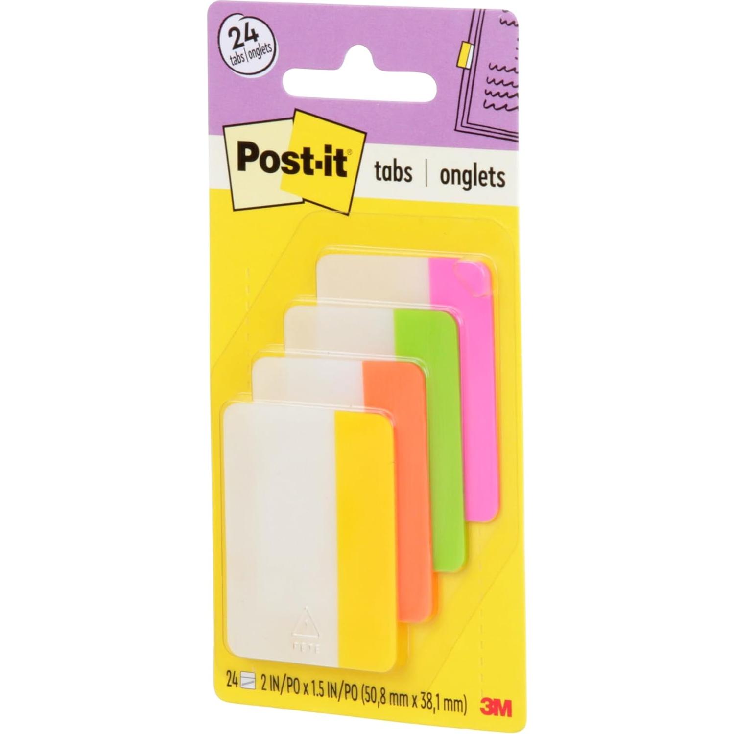 Pestañas Post-it 5 cm Asortidas 24 Pestañas 4 Colores Brillantes