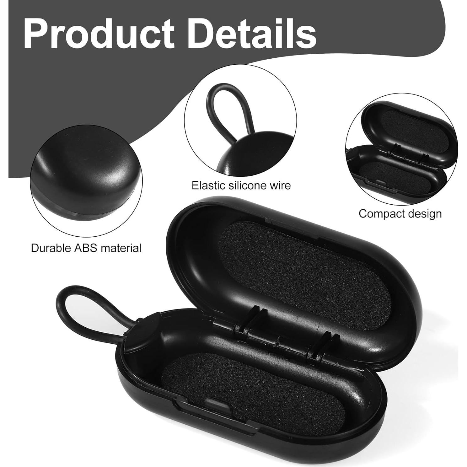 Estuche para Tapones de Oídos XIHIRCD con Mosquetón - Negro