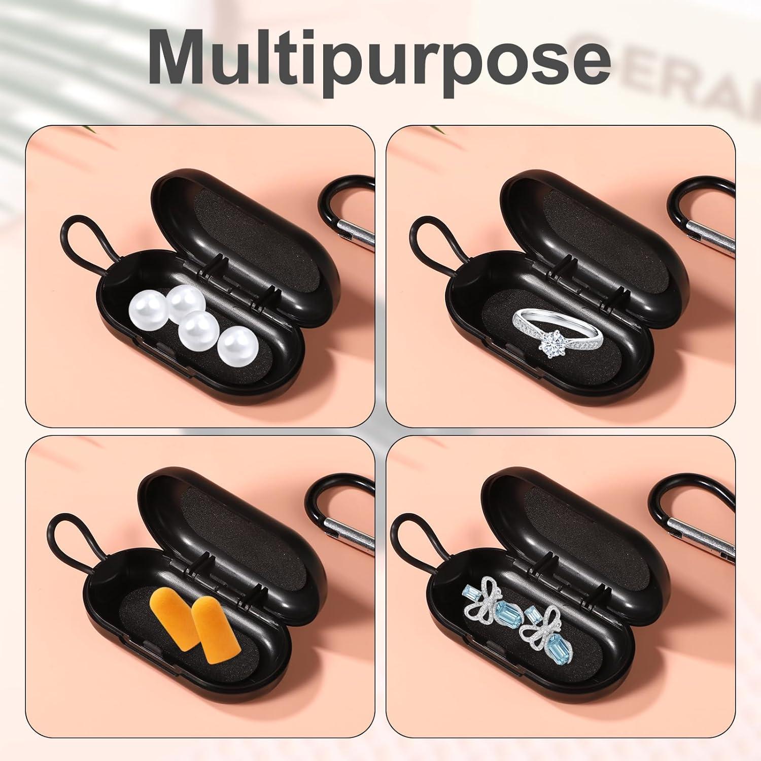 Estuche para Tapones de Oídos XIHIRCD con Mosquetón - Negro