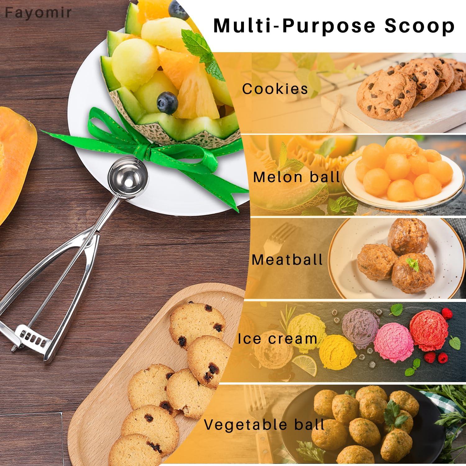 Juego de cucharas para galletas Waatone - 3 tamaños acero inoxidable